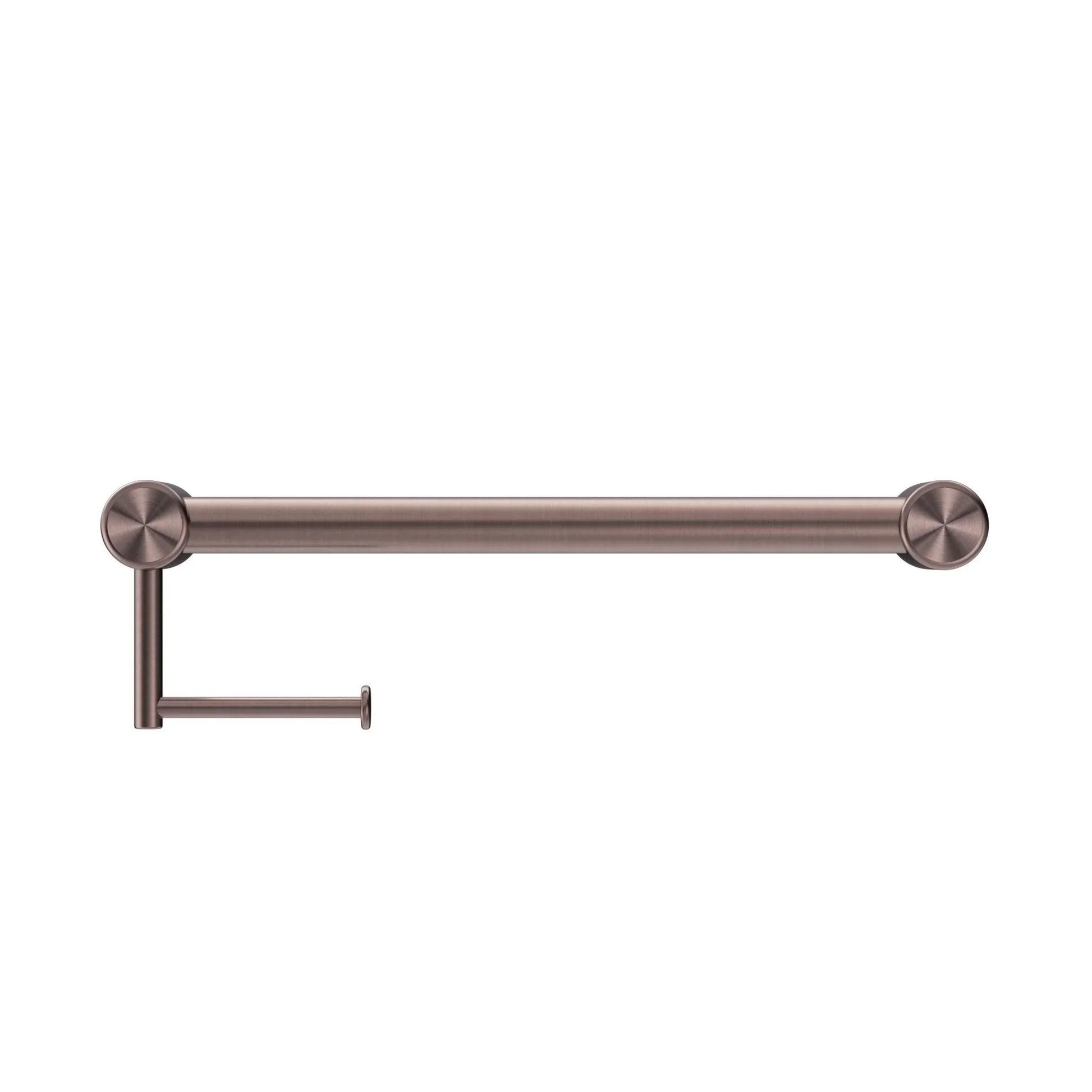 NERO MECCA CARE 32MM GRAB RAIL WITH TOILET ROLL HOLDER 450MM BRUSHED BRONZE - Ideal Bathroom CentreNRCR3218ABZ