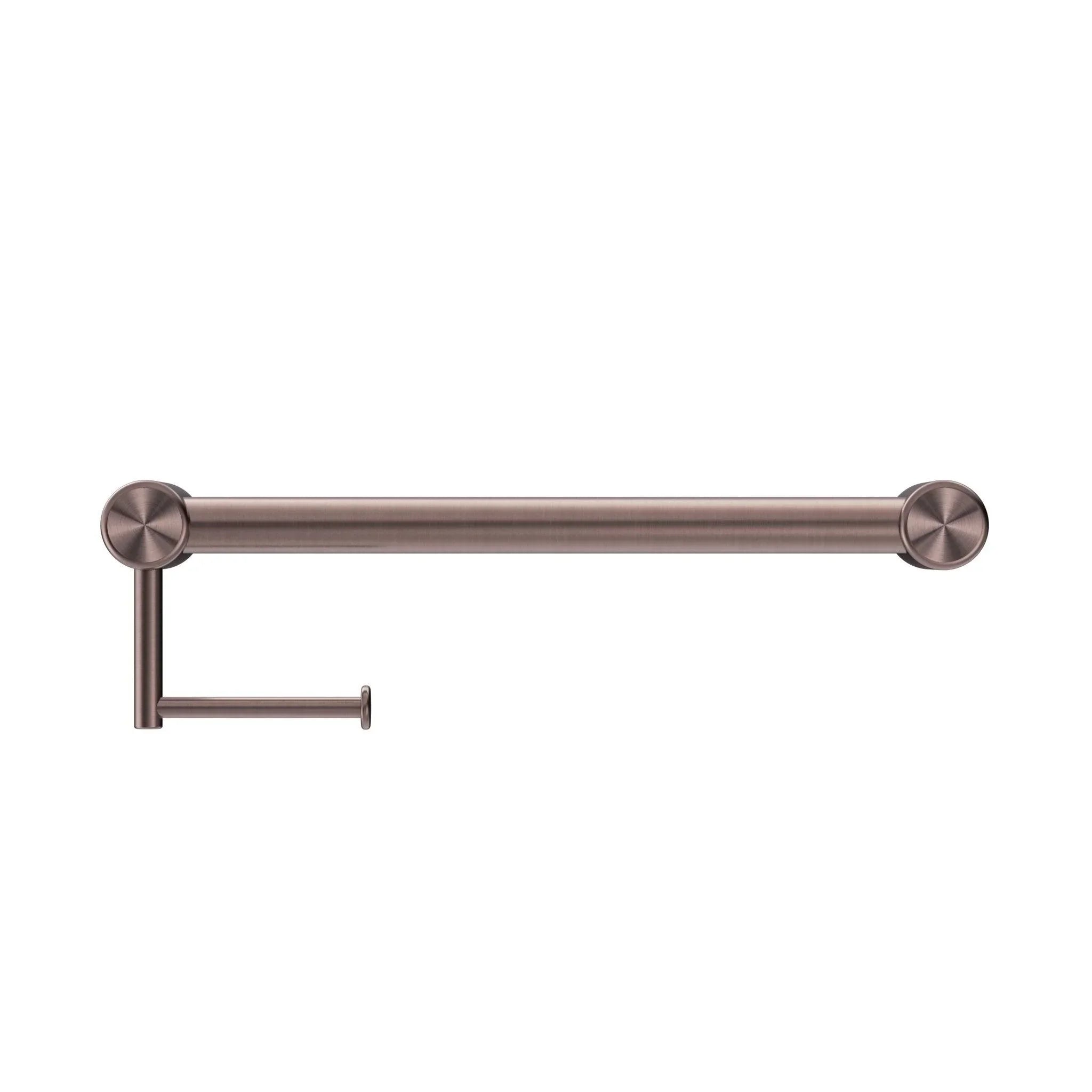 NERO MECCA CARE 32MM GRAB RAIL WITH TOILET ROLL HOLDER 450MM BRUSHED BRONZE - Ideal Bathroom CentreNRCR3218ABZ