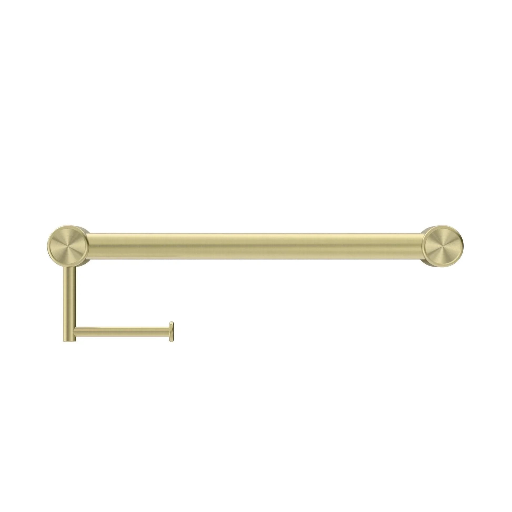 NERO MECCA CARE 32MM GRAB RAIL WITH TOILET ROLL HOLDER 450MM BRUSHED GOLD - Ideal Bathroom CentreNRCR3218ABG
