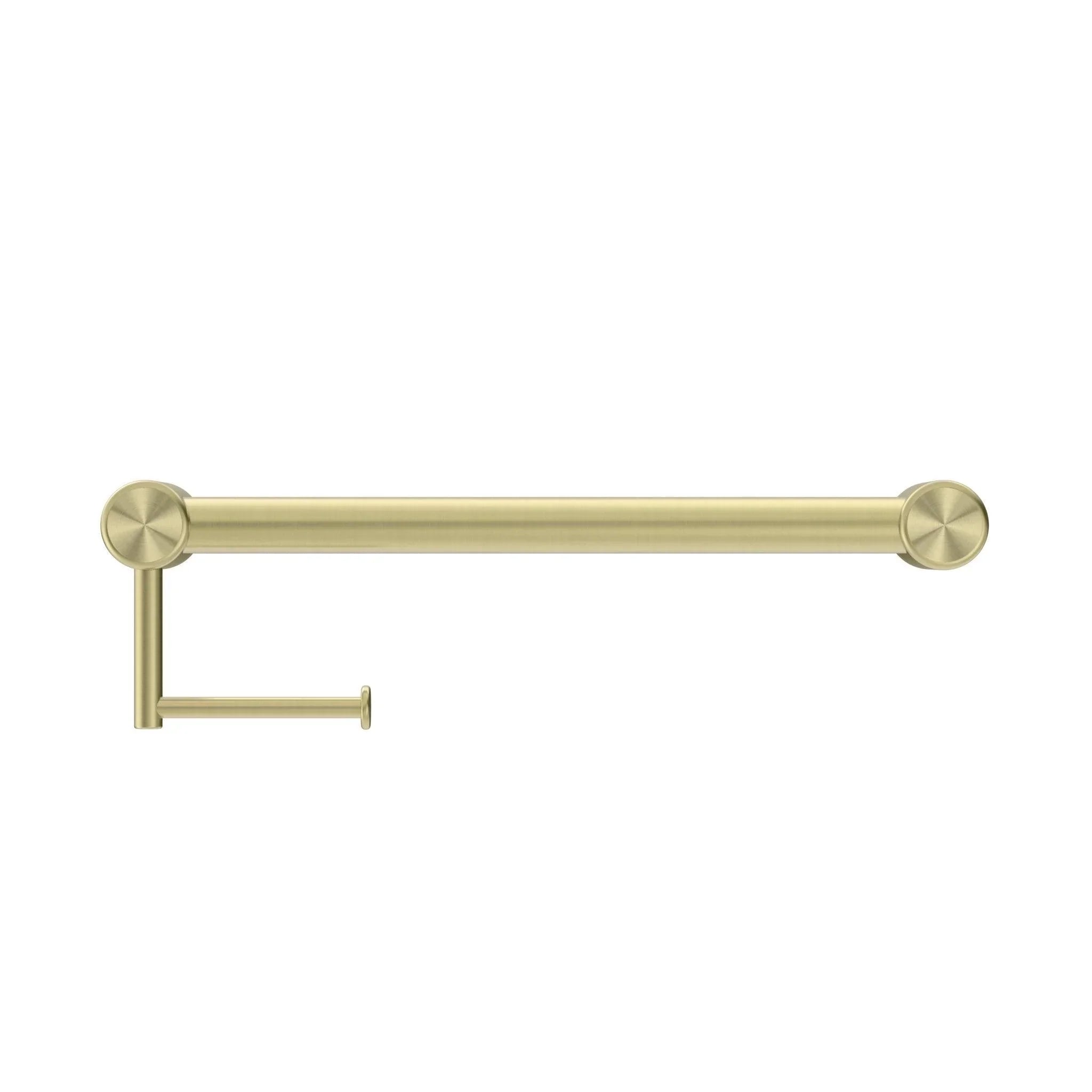 NERO MECCA CARE 32MM GRAB RAIL WITH TOILET ROLL HOLDER 450MM BRUSHED GOLD - Ideal Bathroom CentreNRCR3218ABG