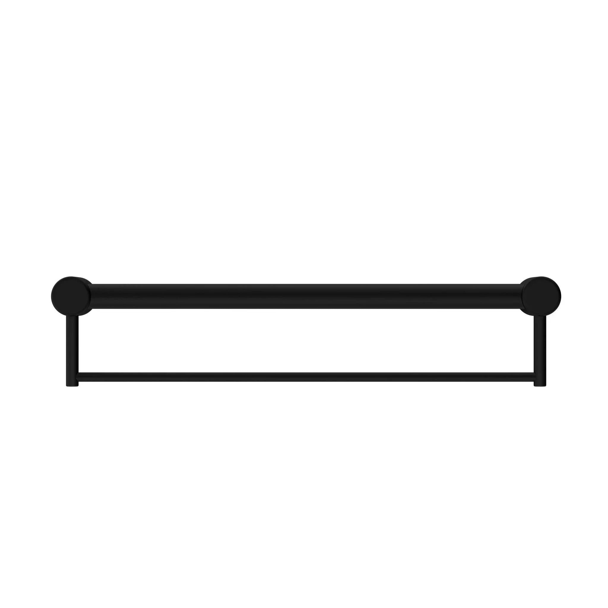 NERO MECCA CARE 32MM GRAB RAIL WITH TOWEL HOLDER 600MM MATTE BLACK - Ideal Bathroom CentreNRCR3224BMB