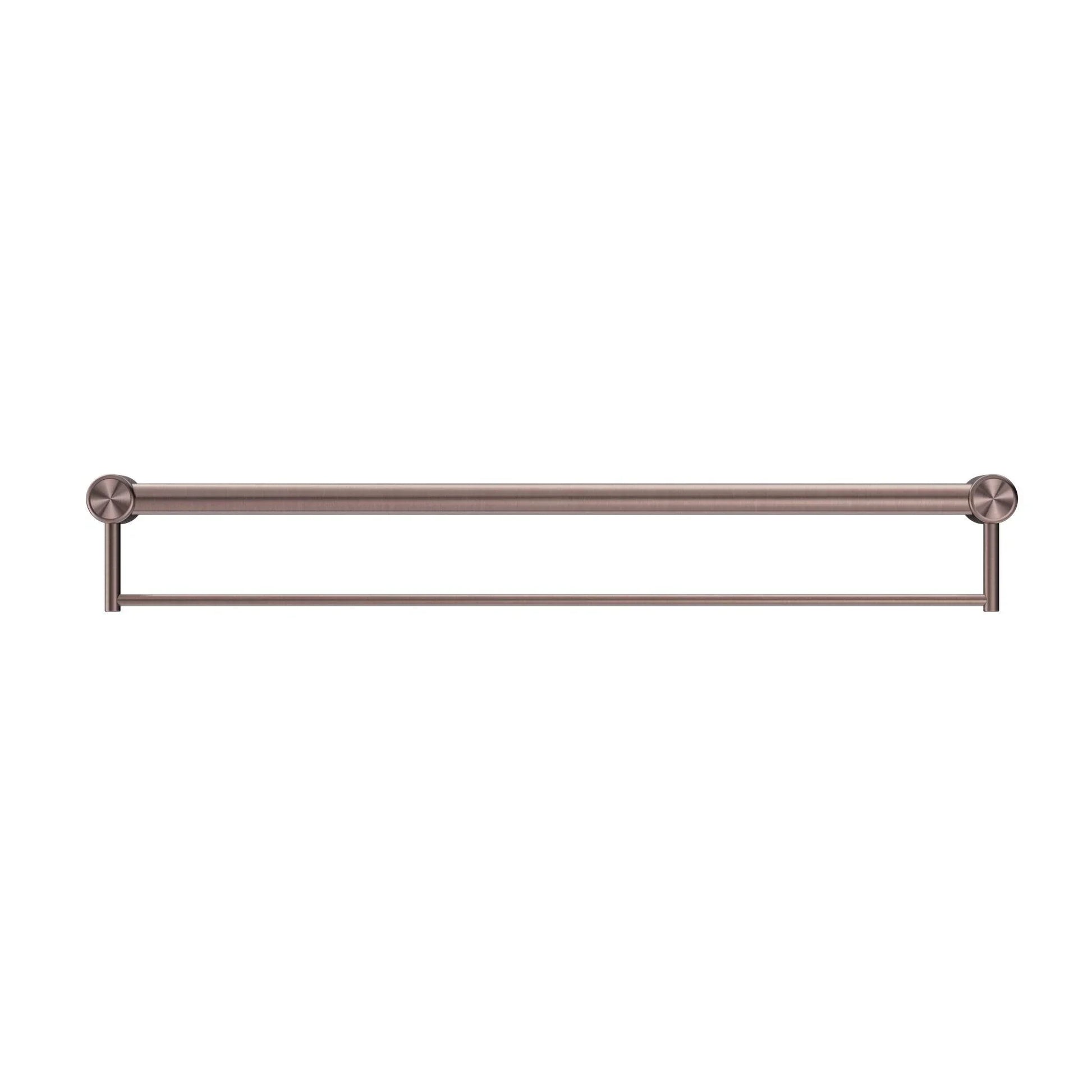 NERO MECCA CARE 32MM GRAB RAIL WITH TOWEL HOLDER 900MM BRUSHED BRONZE - Ideal Bathroom CentreNRCR3230BBZ
