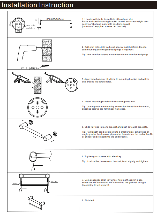 NERO MECCA CARE 32MM GRAB RAIL WITH TOWEL HOLDER 900MM CHROME - Ideal Bathroom CentreNRCR3230BCH