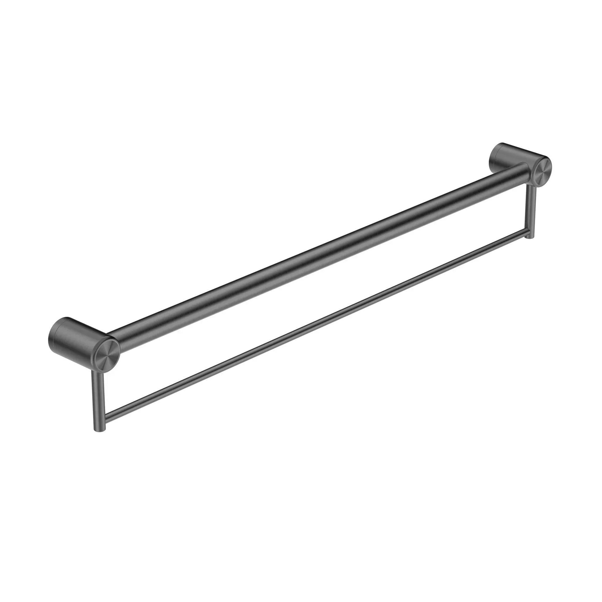 NERO MECCA CARE 32MM GRAB RAIL WITH TOWEL HOLDER 900MM GUN METAL - Ideal Bathroom CentreNRCR3230BGM