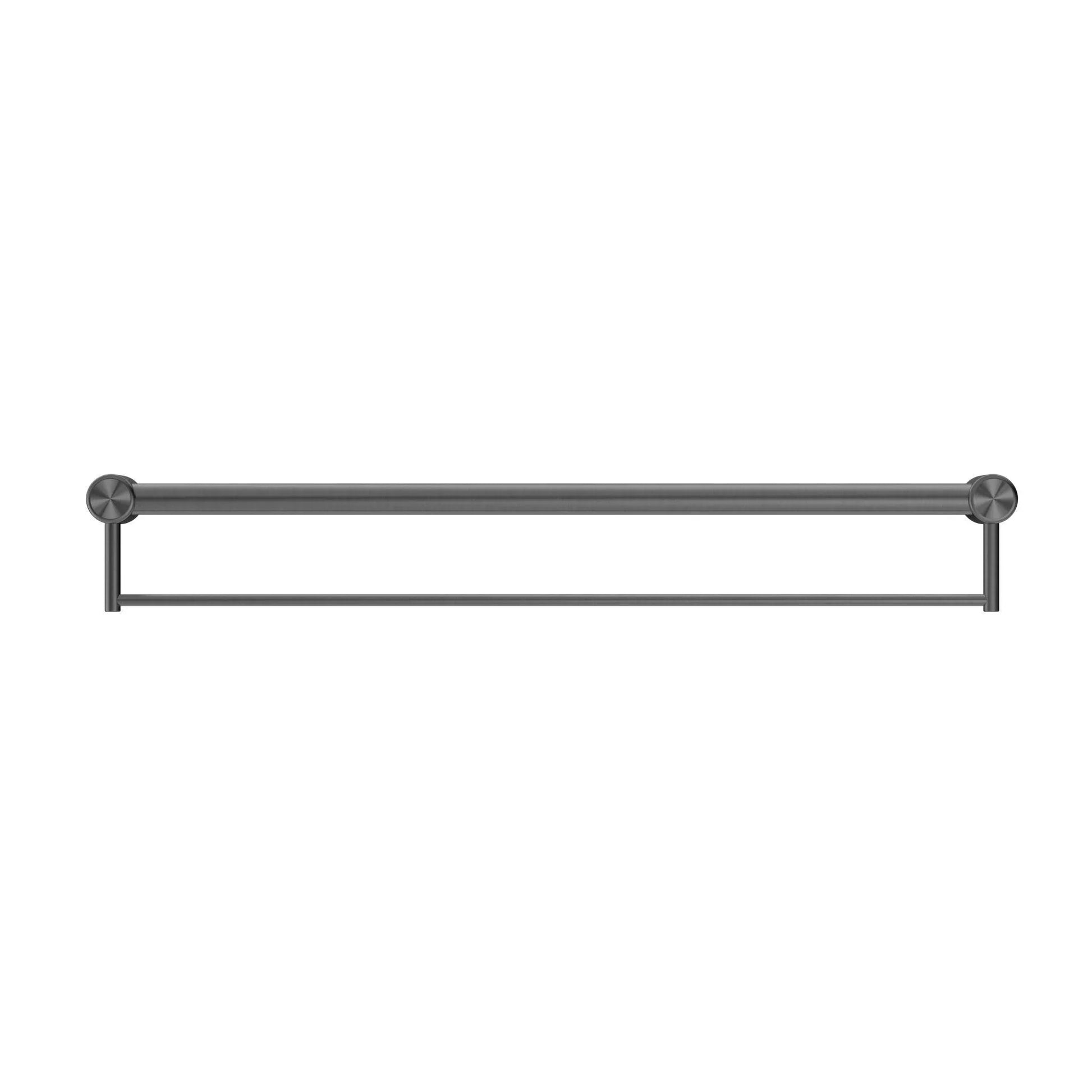 NERO MECCA CARE 32MM GRAB RAIL WITH TOWEL HOLDER 900MM GUN METAL - Ideal Bathroom CentreNRCR3230BGM