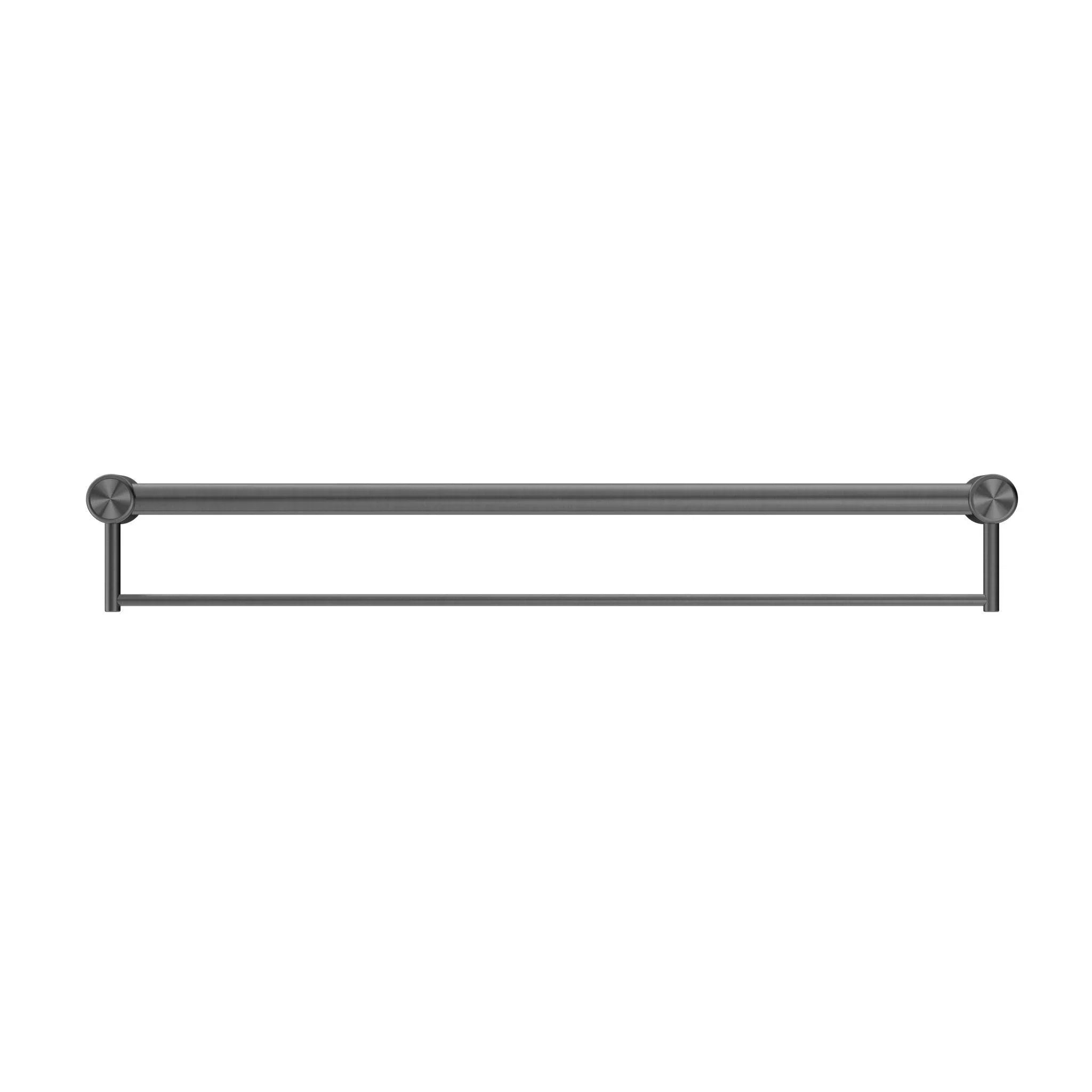 NERO MECCA CARE 32MM GRAB RAIL WITH TOWEL HOLDER 900MM GUN METAL - Ideal Bathroom CentreNRCR3230BGM