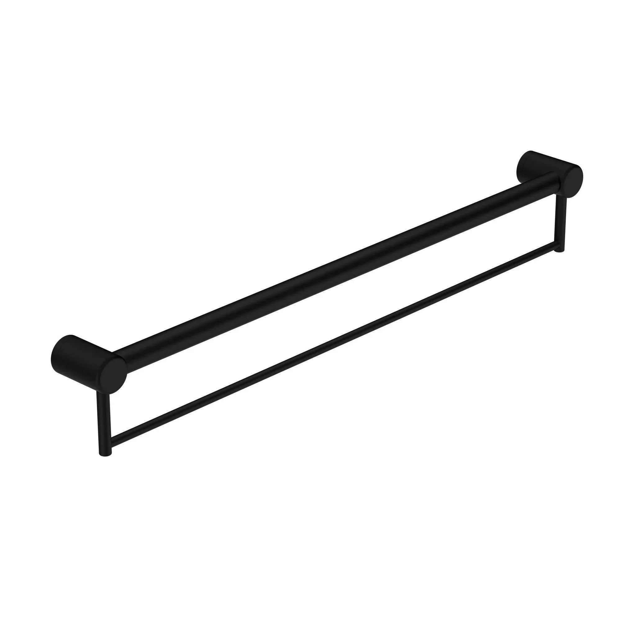 NERO MECCA CARE 32MM GRAB RAIL WITH TOWEL HOLDER 900MM MATTE BLACK - Ideal Bathroom CentreNRCR3230BMB