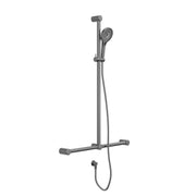 NERO MECCA CARE 32MM T BAR GRAB RAIL AND ADJUSTABLE SHOWER SET 1100X750MM GUN METAL - Ideal Bathroom CentreNRCS006GM