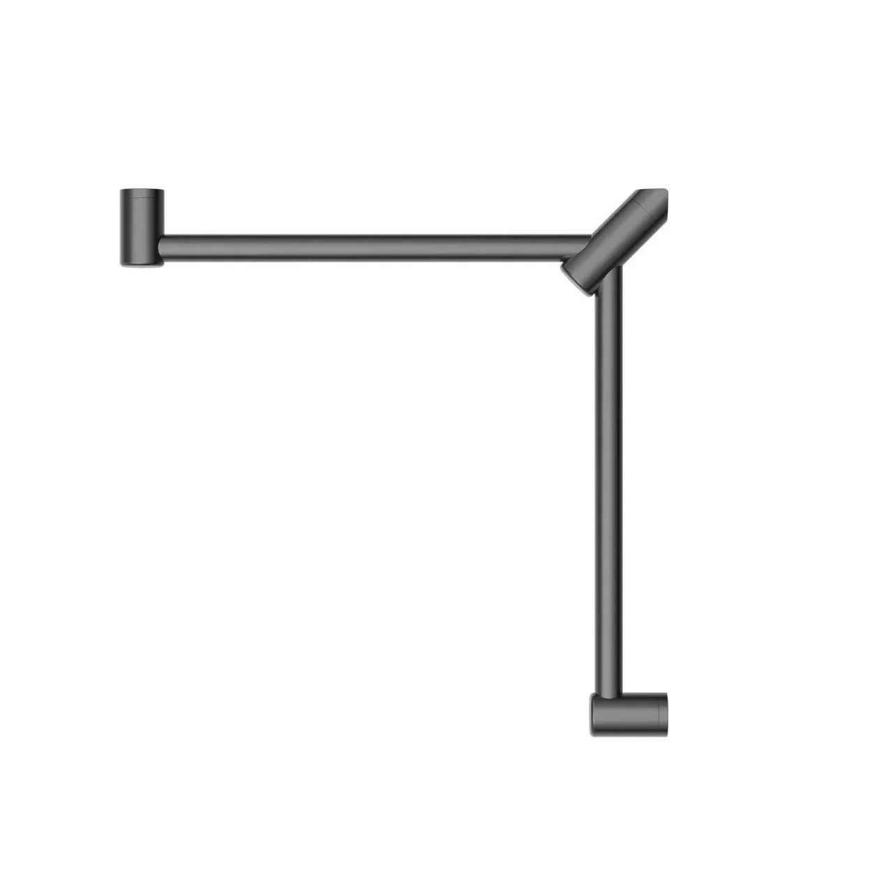 NERO MECCA CARE 32MM WRAP AROUND CORNER GRAB RAIL 600X600MM GUN METAL - Ideal Bathroom CentreNRCR3290WGM
