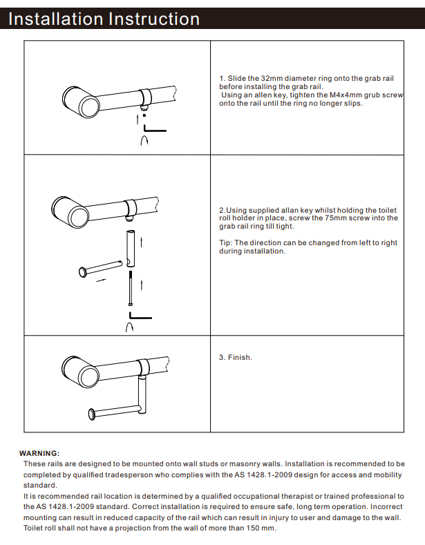 NERO MECCA CARE ADD ON TOILET ROLL HOLDER BRUSHED BRONZE - Ideal Bathroom CentreNRCR3286TBZ