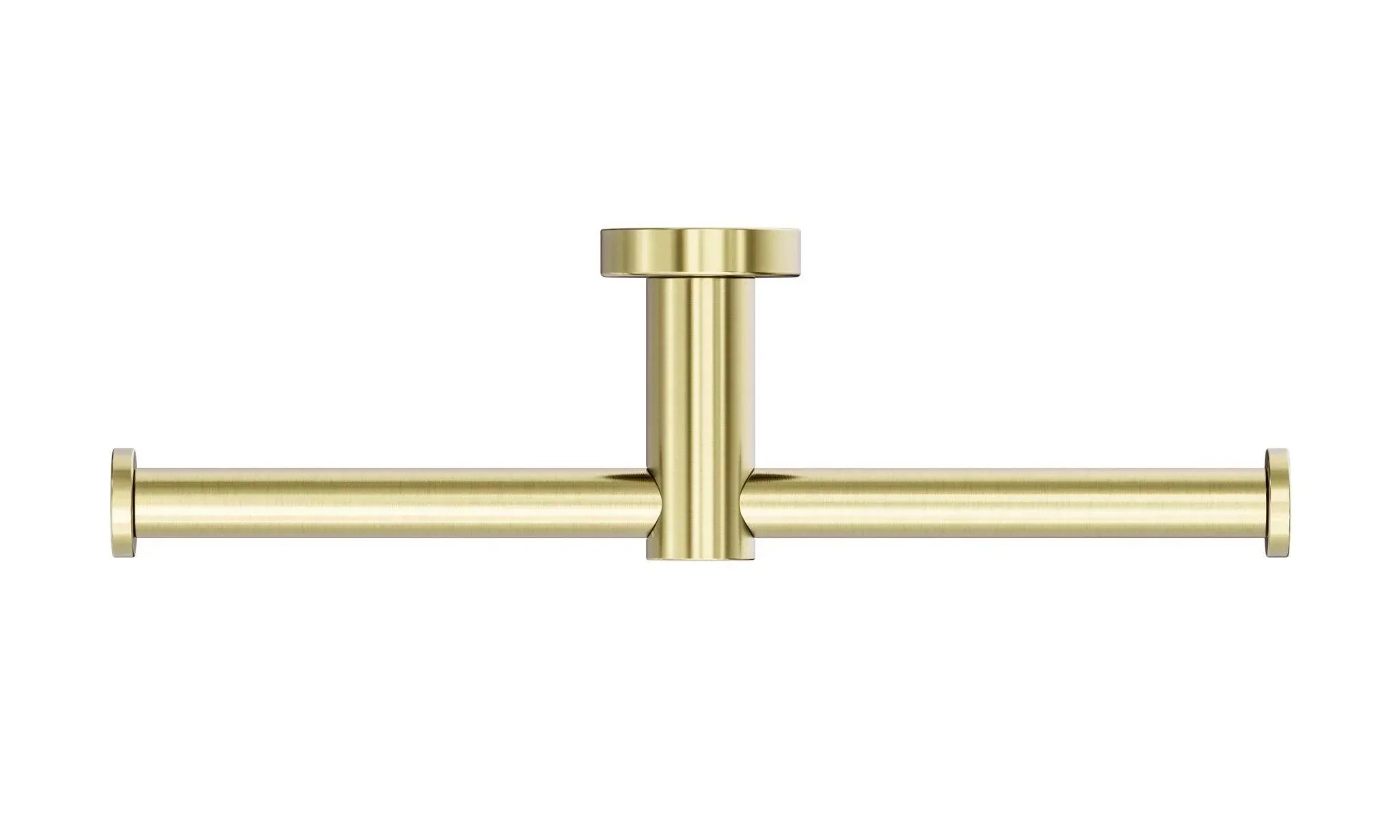 NERO MECCA DOUBLE TOILET ROLL HOLDER BRUSHED GOLD - Ideal Bathroom CentreNR1986dBG