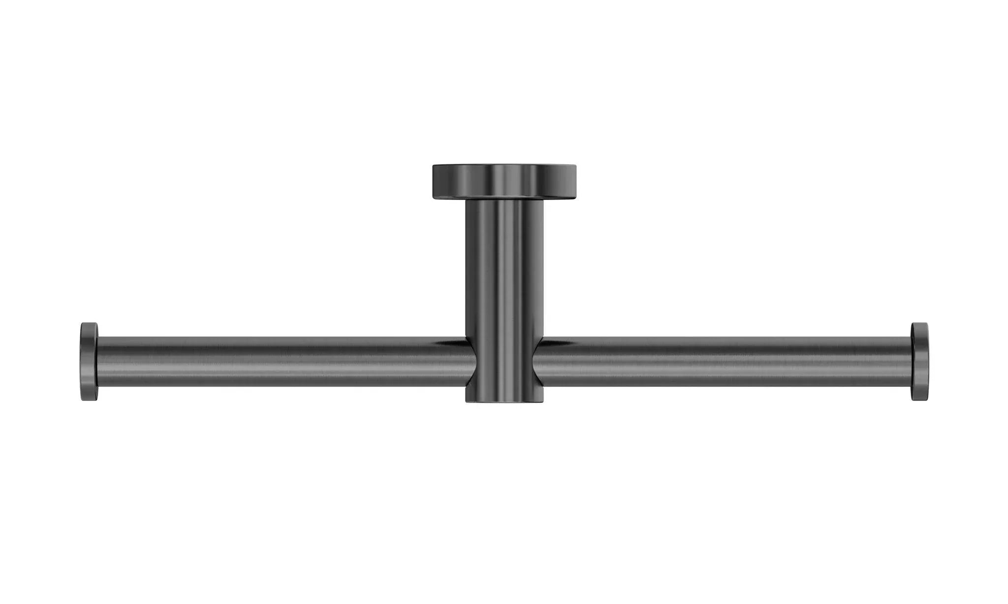 NERO MECCA DOUBLE TOILET ROLL HOLDER GUN METAL - Ideal Bathroom CentreNR1986dGM