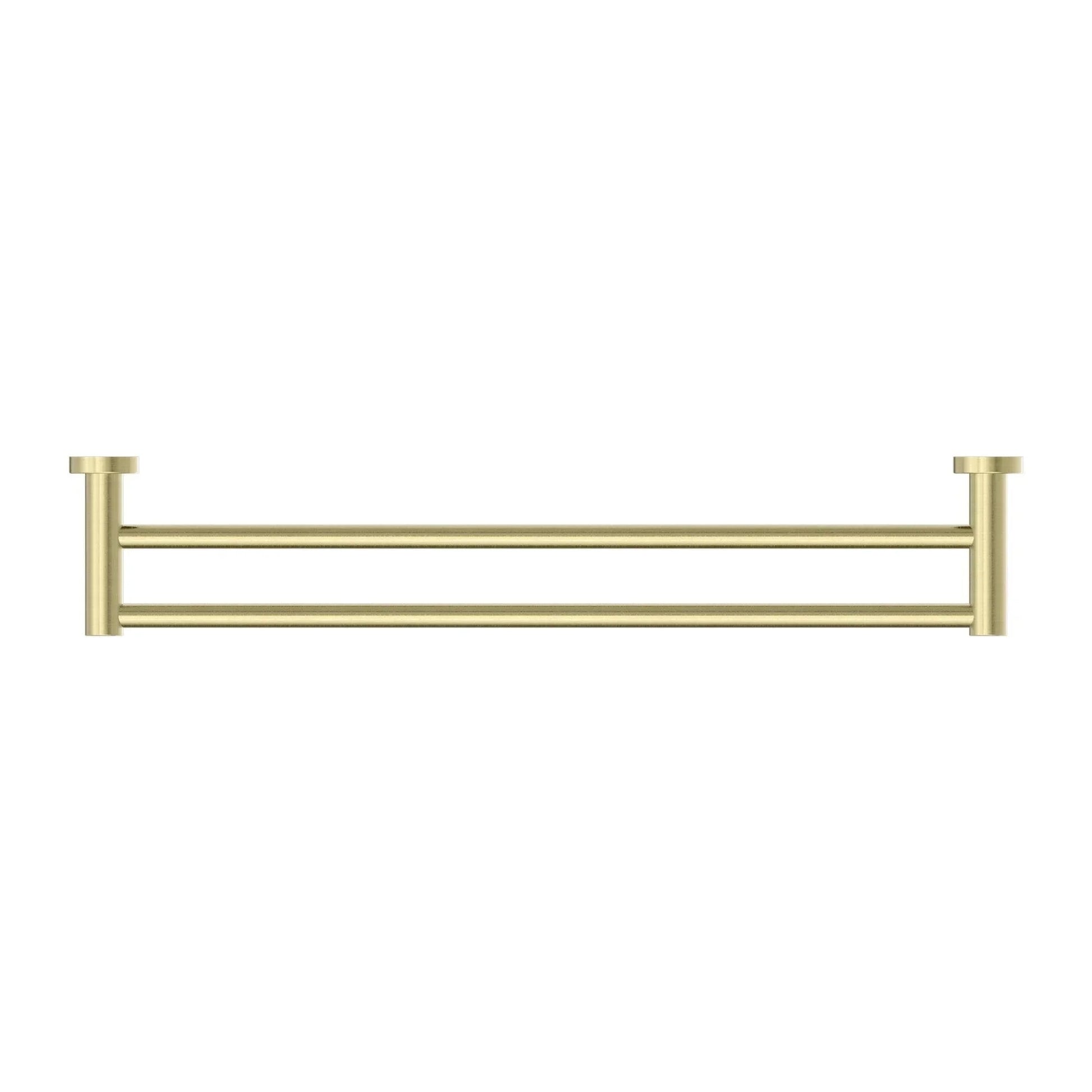 NERO MECCA DOUBLE TOWEL RAIL 600MM BRUSHED GOLD - Ideal Bathroom CentreNR1924dBG