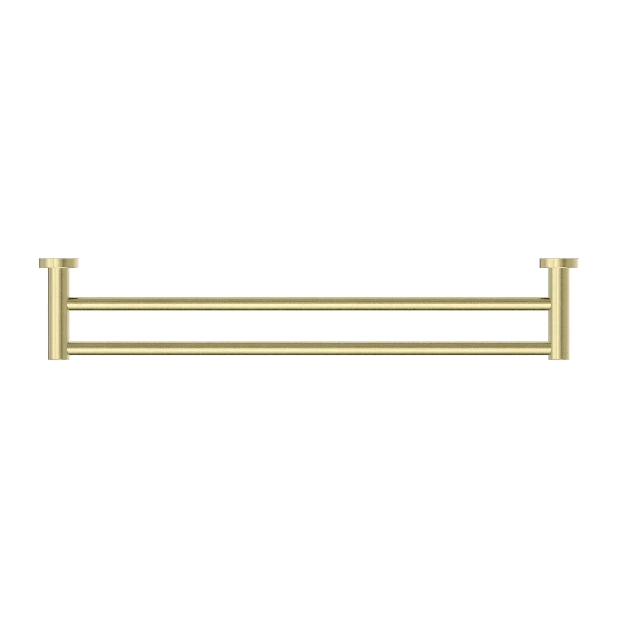 NERO MECCA DOUBLE TOWEL RAIL 600MM BRUSHED GOLD - Ideal Bathroom CentreNR1924dBG