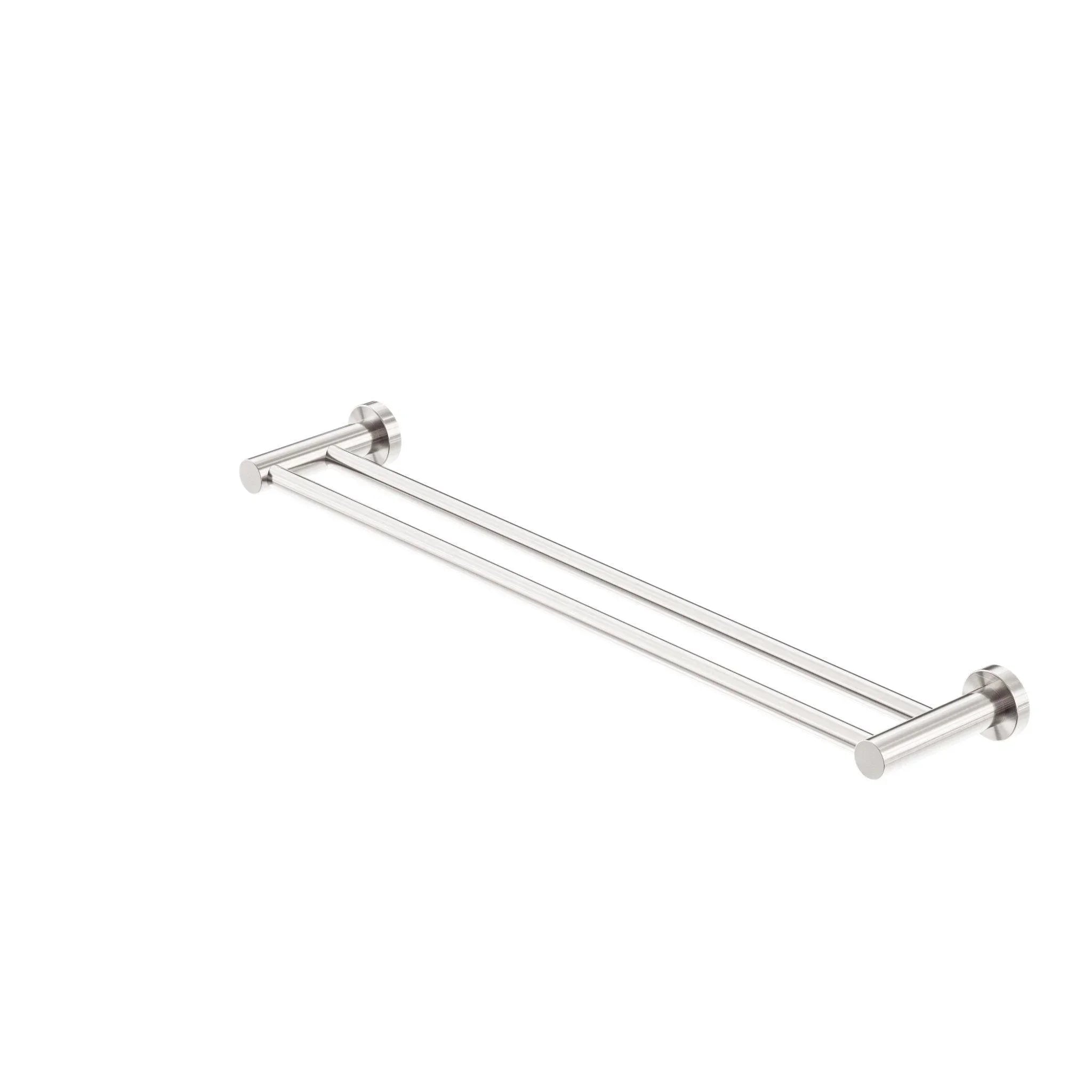 NERO MECCA DOUBLE TOWEL RAIL 600MM BRUSHED NICKEL - Ideal Bathroom CentreNR1924dBN