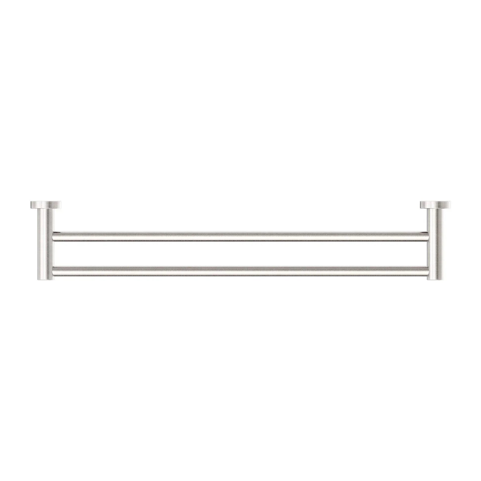 NERO MECCA DOUBLE TOWEL RAIL 600MM BRUSHED NICKEL - Ideal Bathroom CentreNR1924dBN