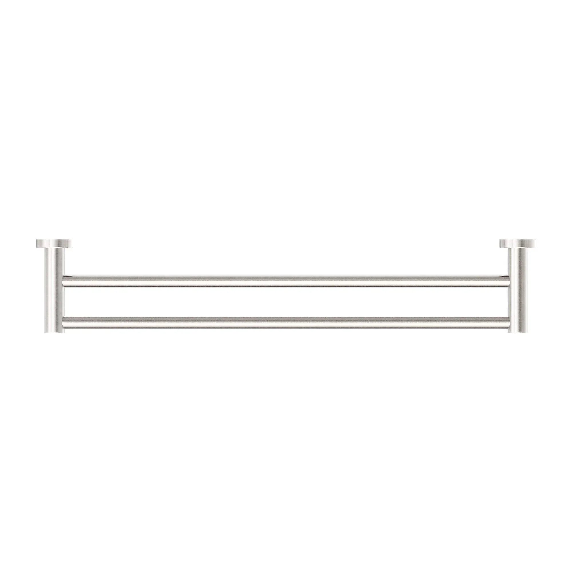 NERO MECCA DOUBLE TOWEL RAIL 600MM BRUSHED NICKEL - Ideal Bathroom CentreNR1924dBN