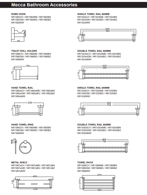 NERO MECCA DOUBLE TOWEL RAIL 600MM GUN METAL - Ideal Bathroom CentreNR1924dGM