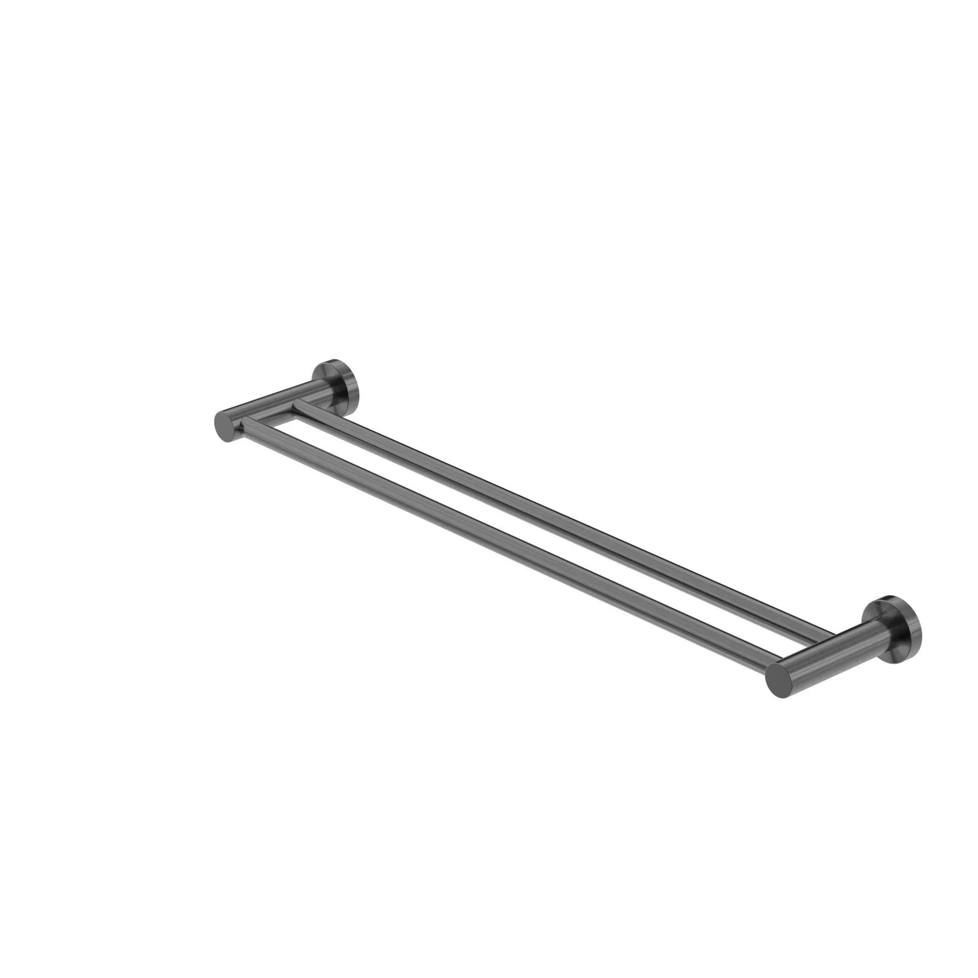NERO MECCA DOUBLE TOWEL RAIL 600MM GUN METAL - Ideal Bathroom CentreNR1924dGM