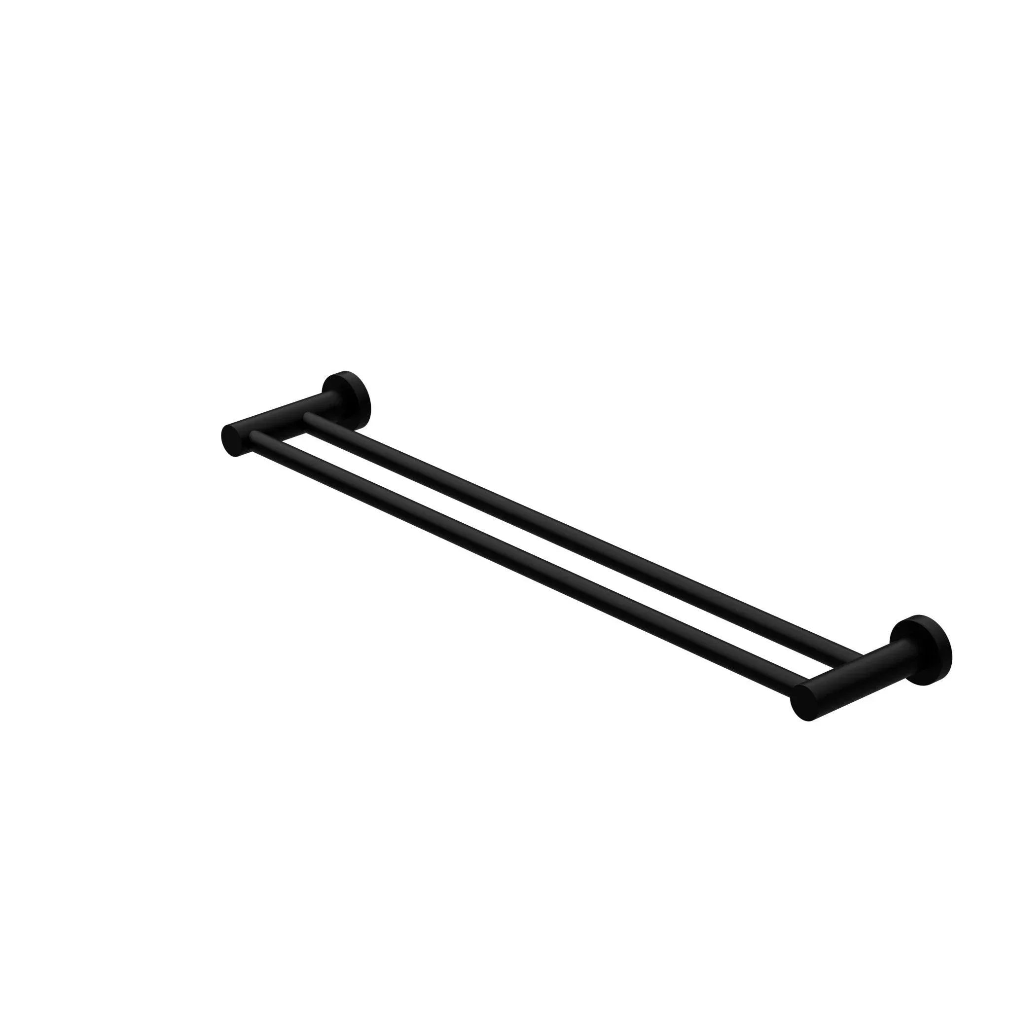 NERO MECCA DOUBLE TOWEL RAIL 600MM MATTE BLACK - Ideal Bathroom CentreNR1924dMB