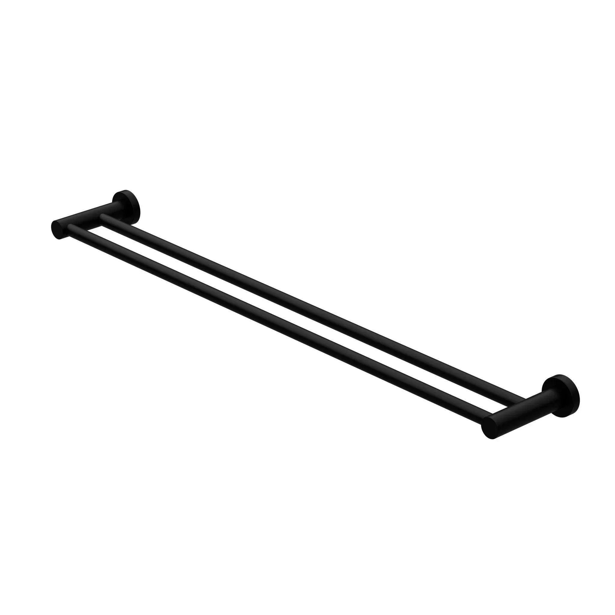 NERO MECCA DOUBLE TOWEL RAIL 800MM MATTE BLACK - Ideal Bathroom CentreNR1930dMB