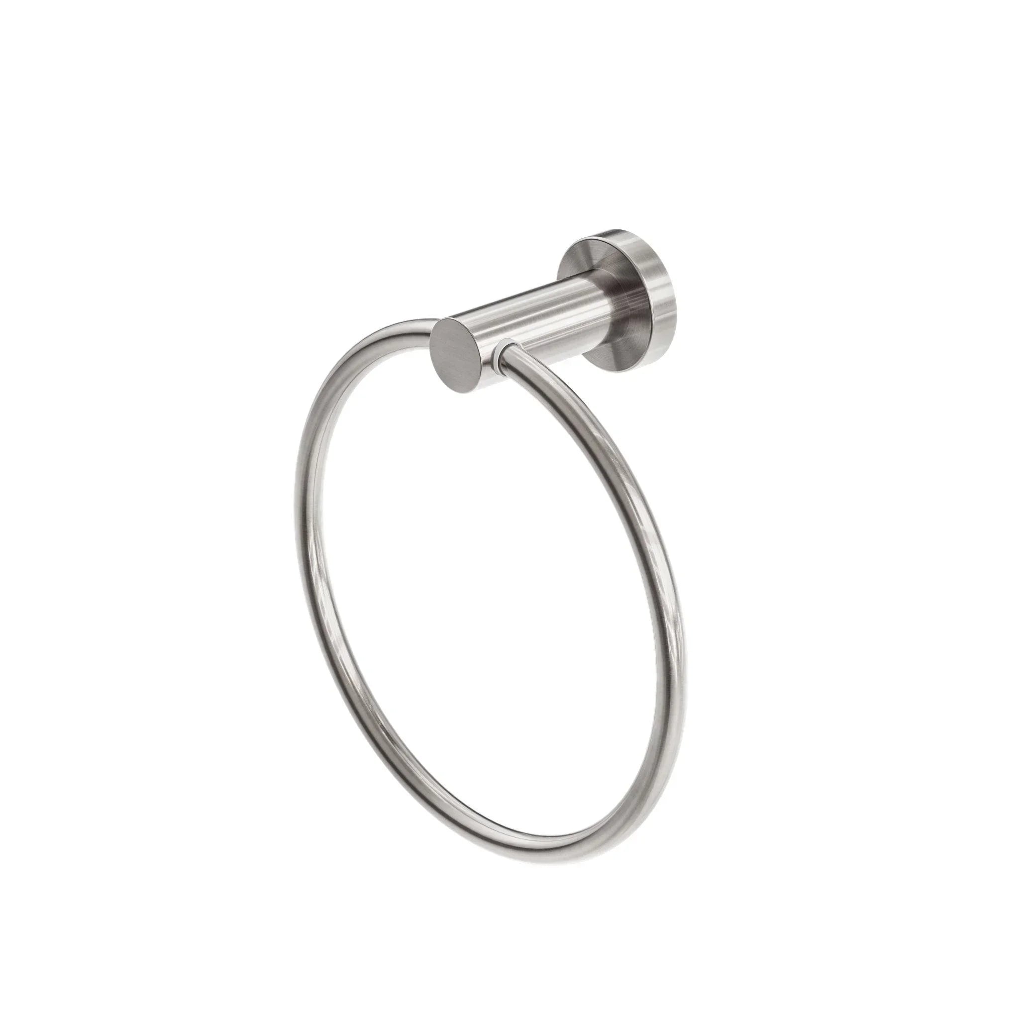 NERO MECCA HAND TOWEL RING BRUSHED NICKEL - Ideal Bathroom CentreNR1980BN