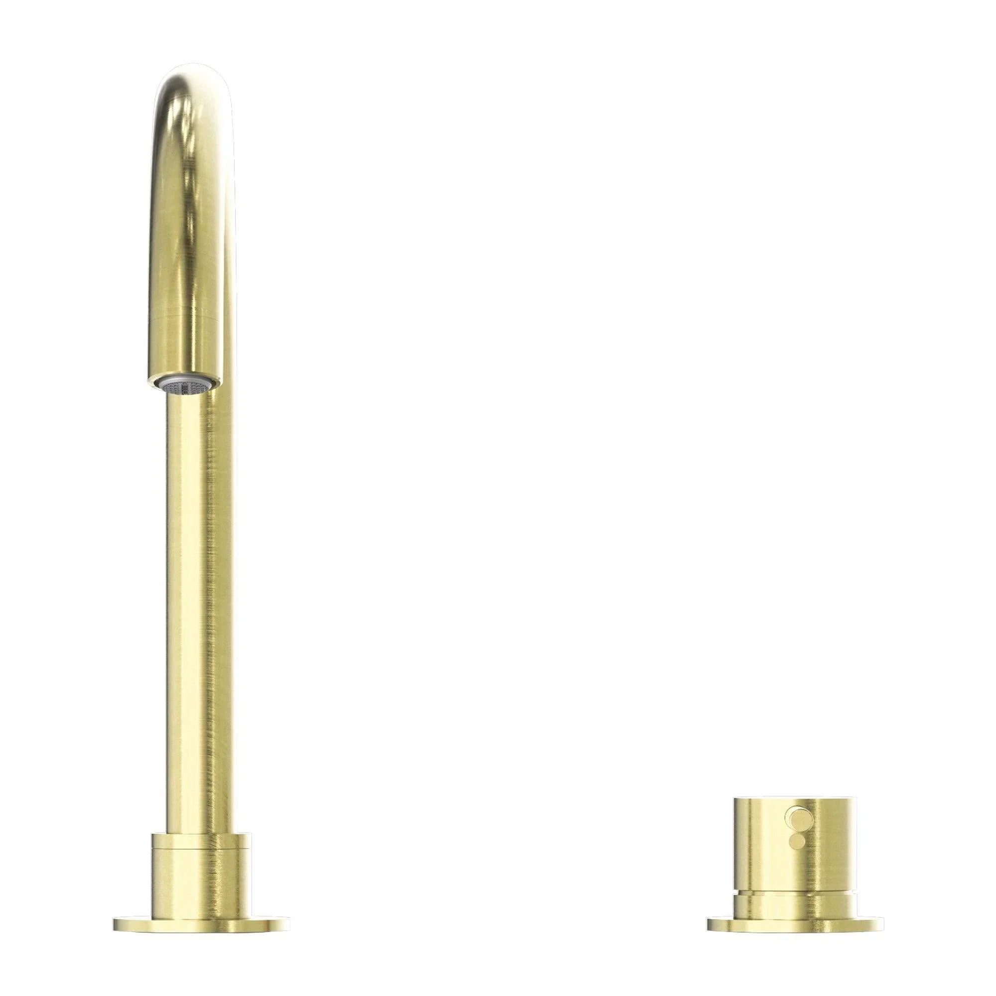 NERO MECCA HOB BASIN MIXER ROUND SWIVEL SPOUT BRUSHED GOLD - Ideal Bathroom CentreNR221901bBG
