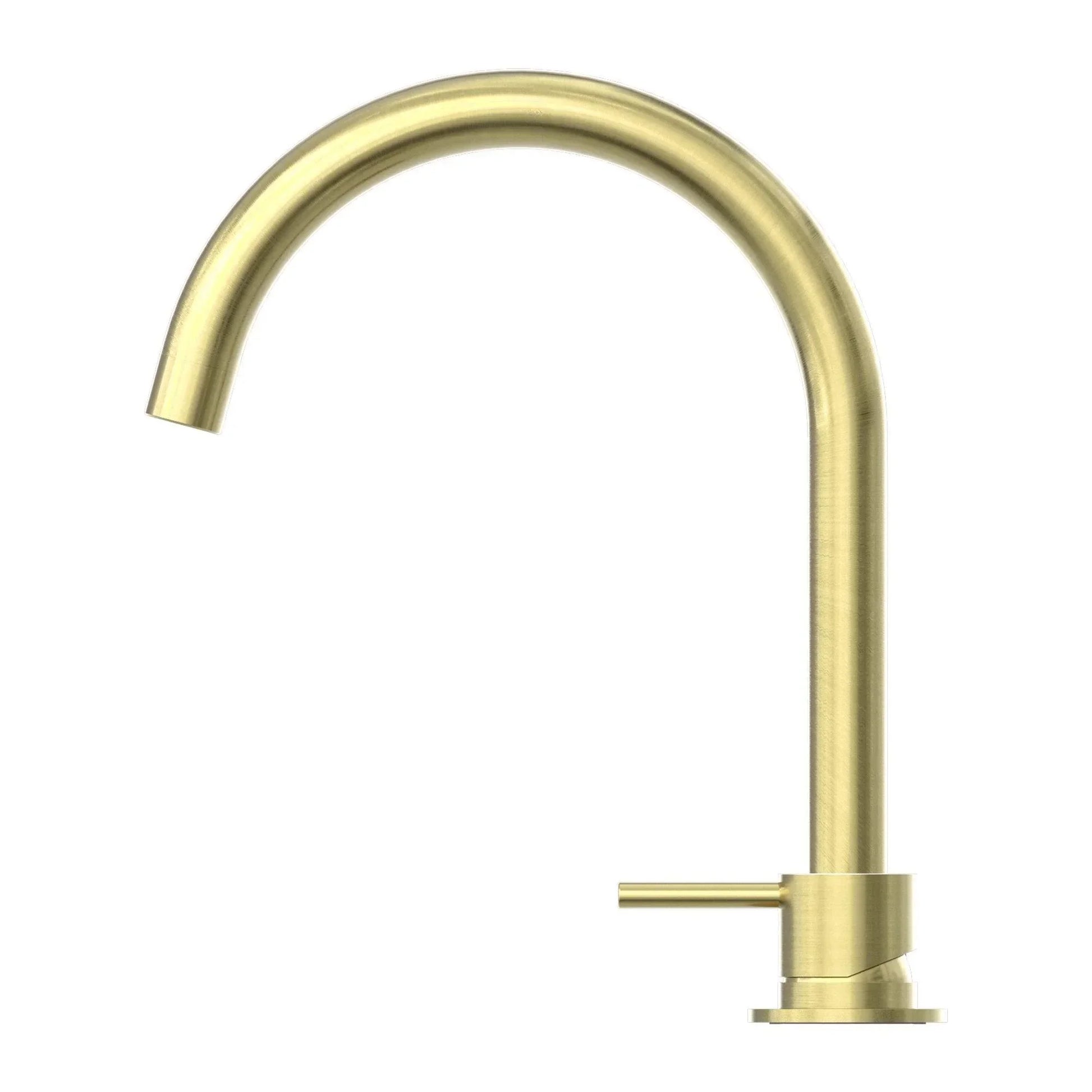 NERO MECCA HOB BASIN MIXER ROUND SWIVEL SPOUT BRUSHED GOLD - Ideal Bathroom CentreNR221901bBG