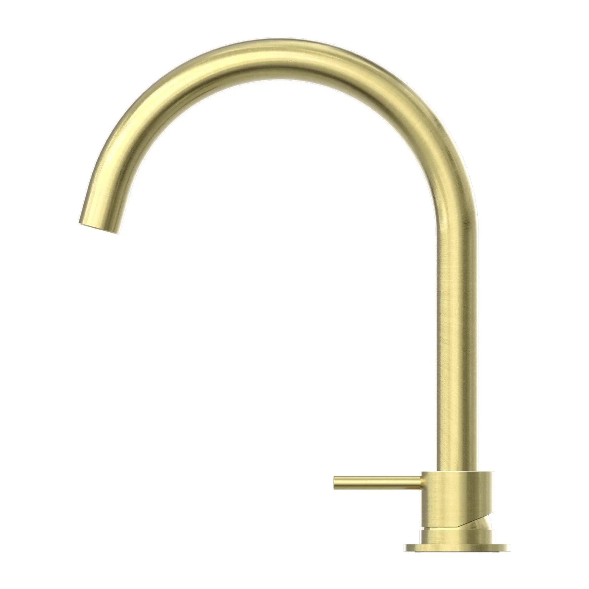 NERO MECCA HOB BASIN MIXER ROUND SWIVEL SPOUT BRUSHED GOLD - Ideal Bathroom CentreNR221901bBG