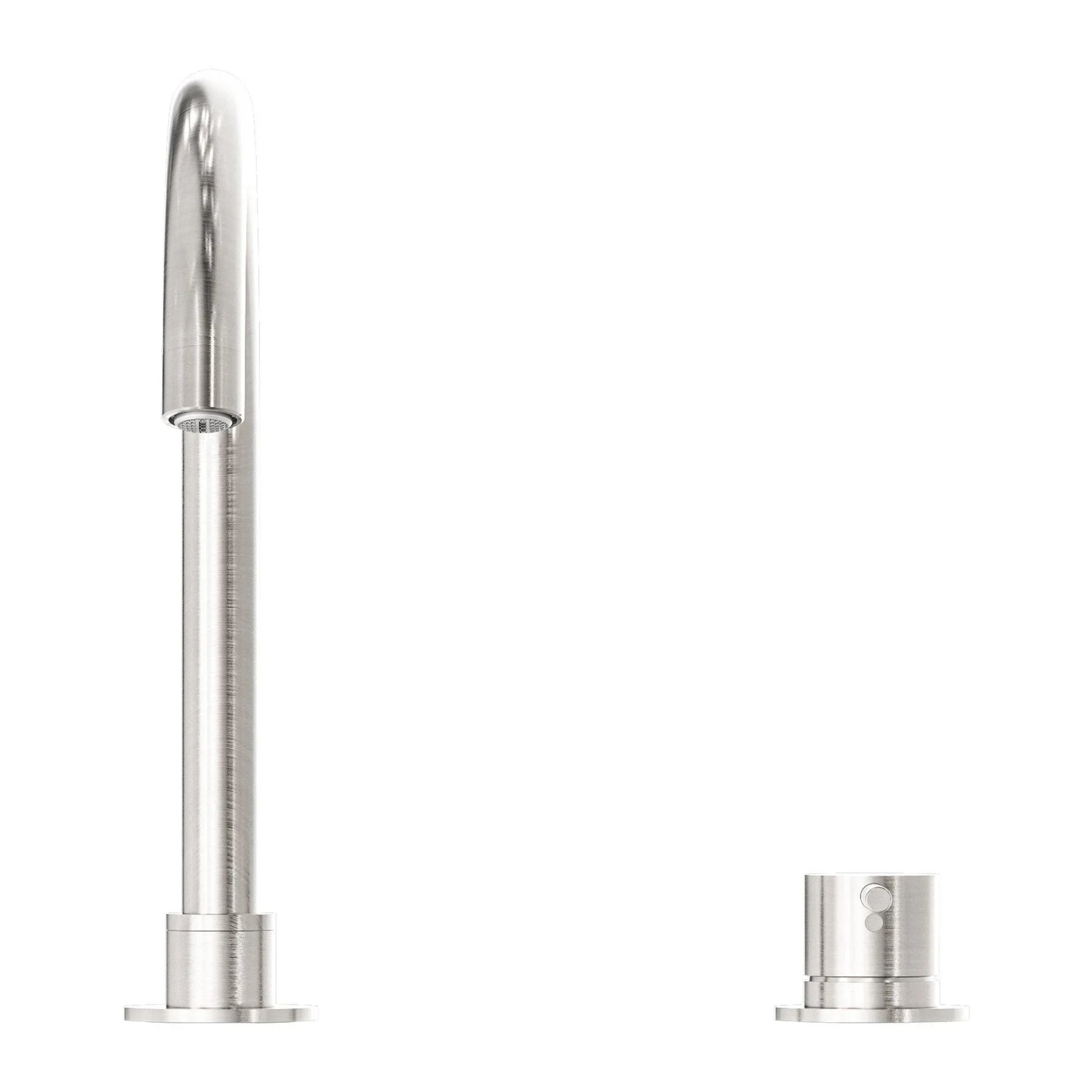 NERO MECCA HOB BASIN MIXER ROUND SWIVEL SPOUT BRUSHED NICKEL - Ideal Bathroom CentreNR221901bBN