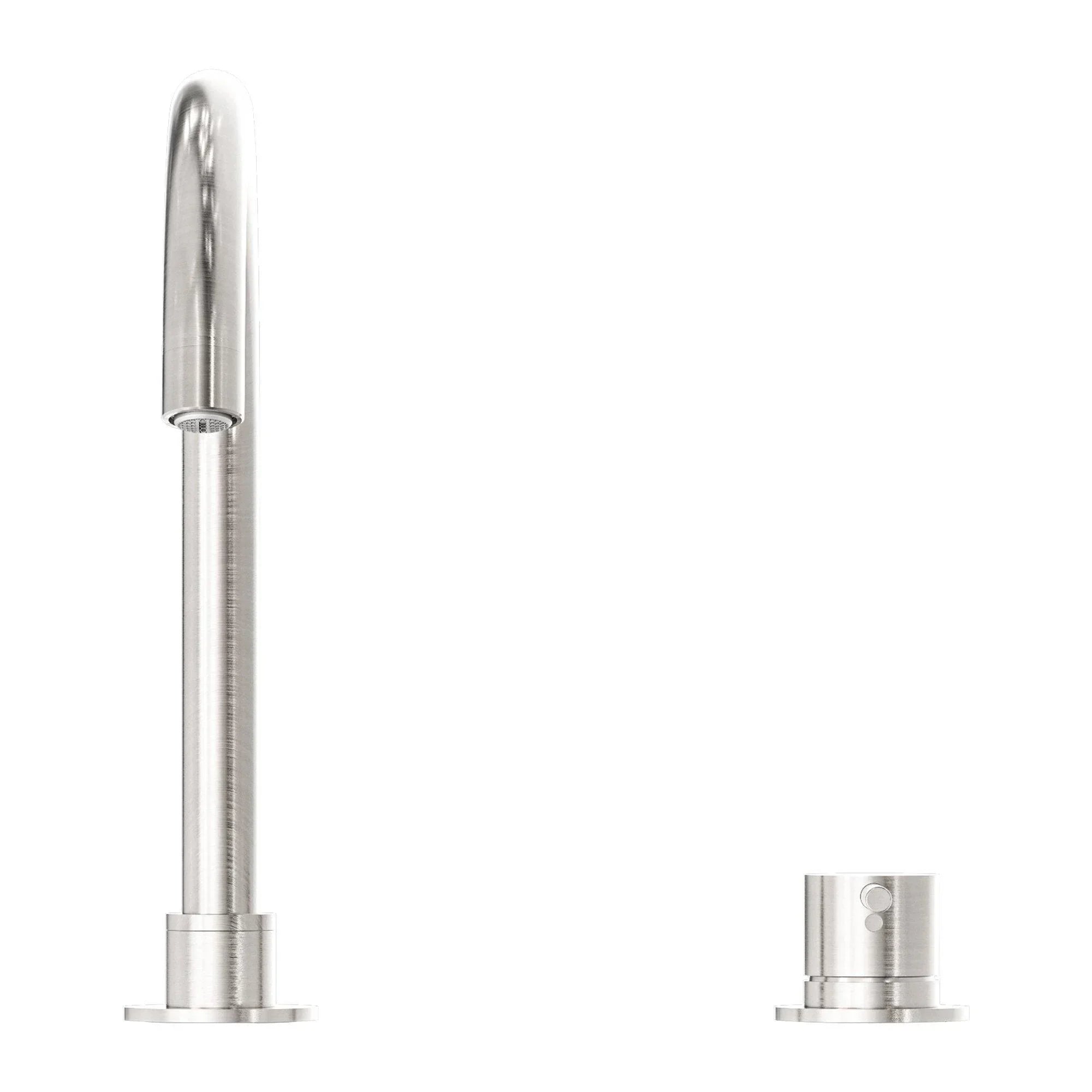 NERO MECCA HOB BASIN MIXER ROUND SWIVEL SPOUT BRUSHED NICKEL - Ideal Bathroom CentreNR221901bBN