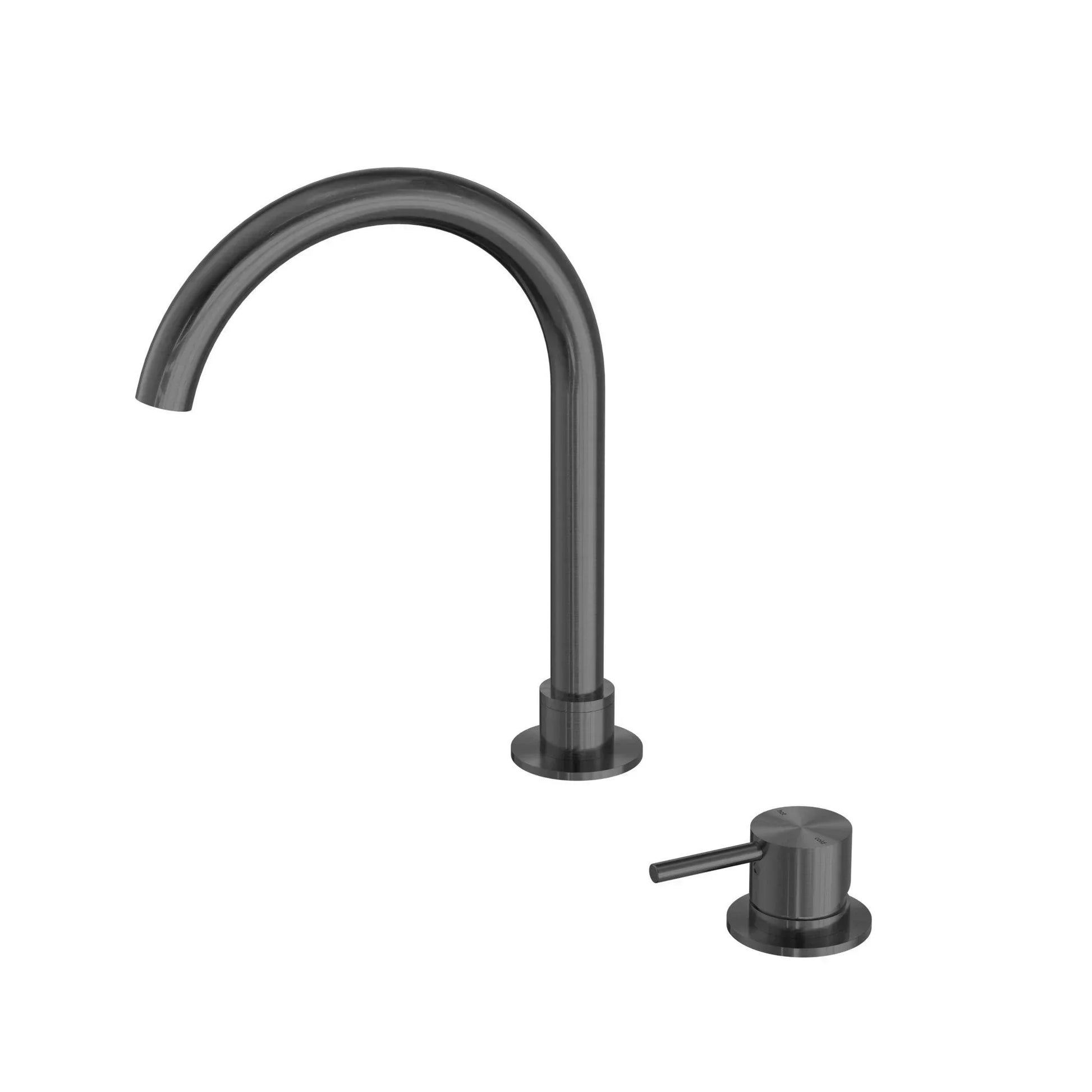 NERO MECCA HOB BASIN MIXER ROUND SWIVEL SPOUT GUN METAL - Ideal Bathroom CentreNR221901bGM