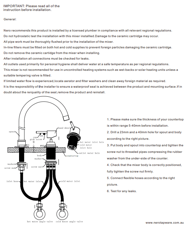 NERO MECCA HOB BASIN MIXER ROUND SWIVEL SPOUT GUN METAL - Ideal Bathroom CentreNR221901bGM