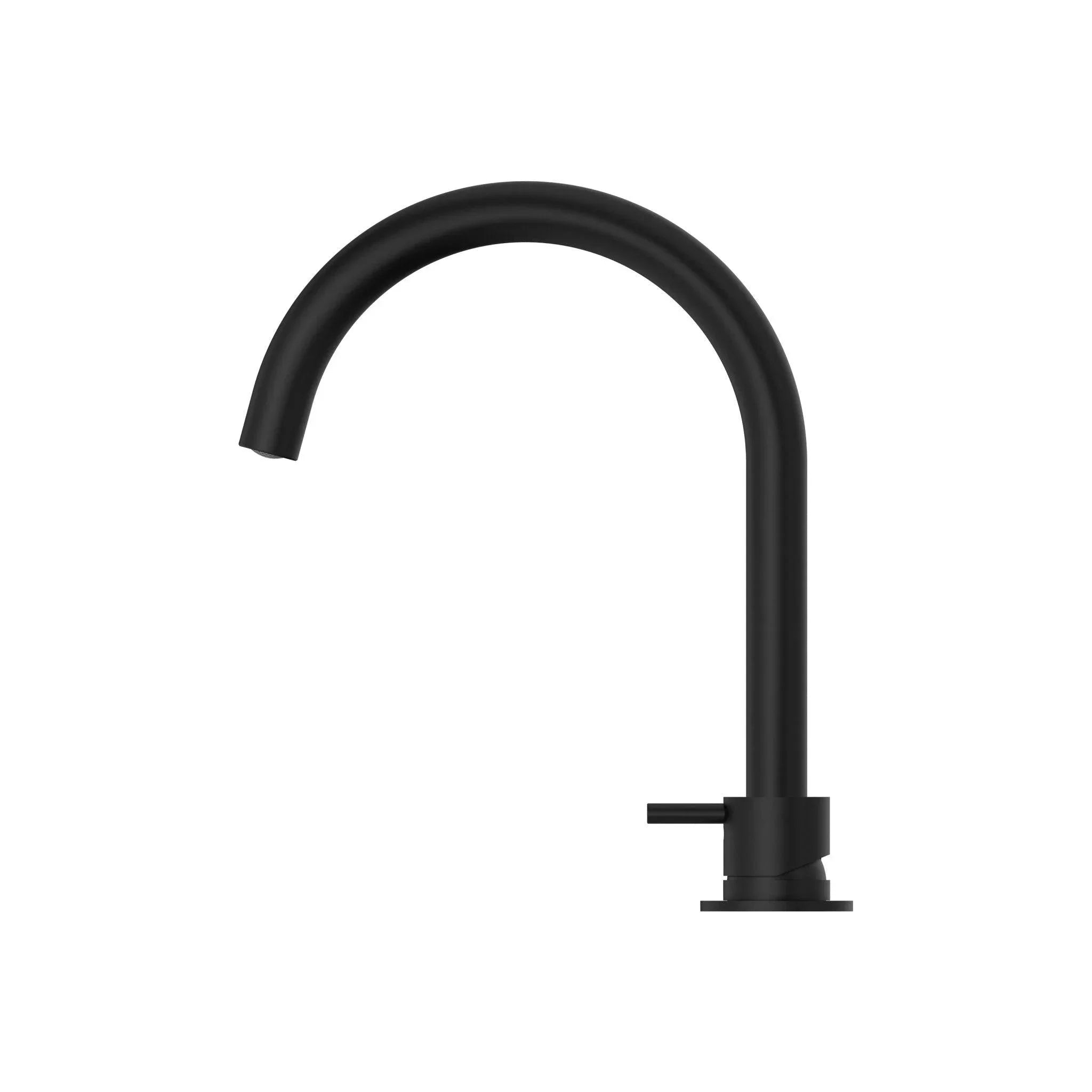 NERO MECCA HOB BASIN MIXER ROUND SWIVEL SPOUT MATTE BLACK - Ideal Bathroom CentreNR221901bMB