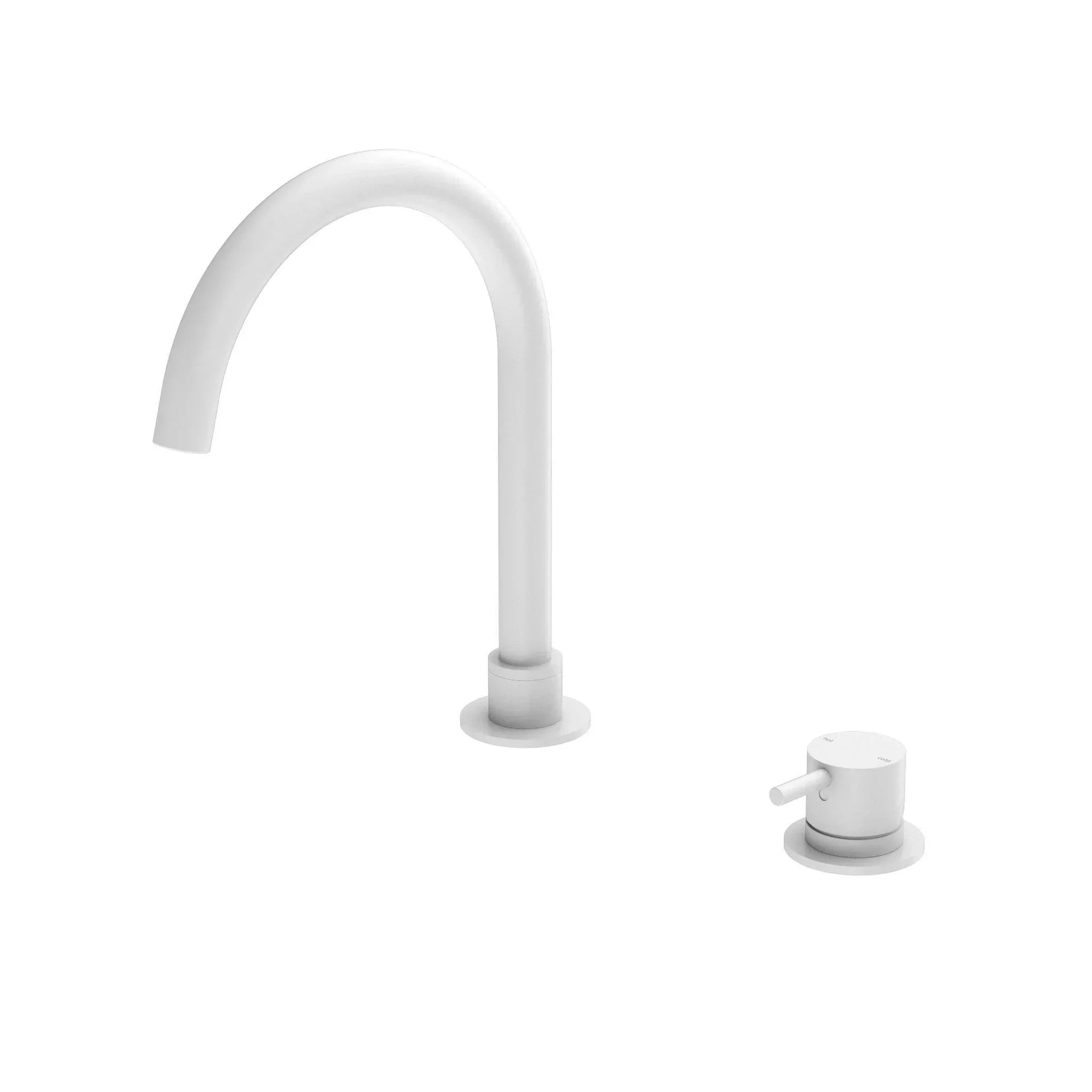 NERO MECCA HOB BASIN MIXER ROUND SWIVEL SPOUT MATTE WHITE - Ideal Bathroom CentreNR221901bMW