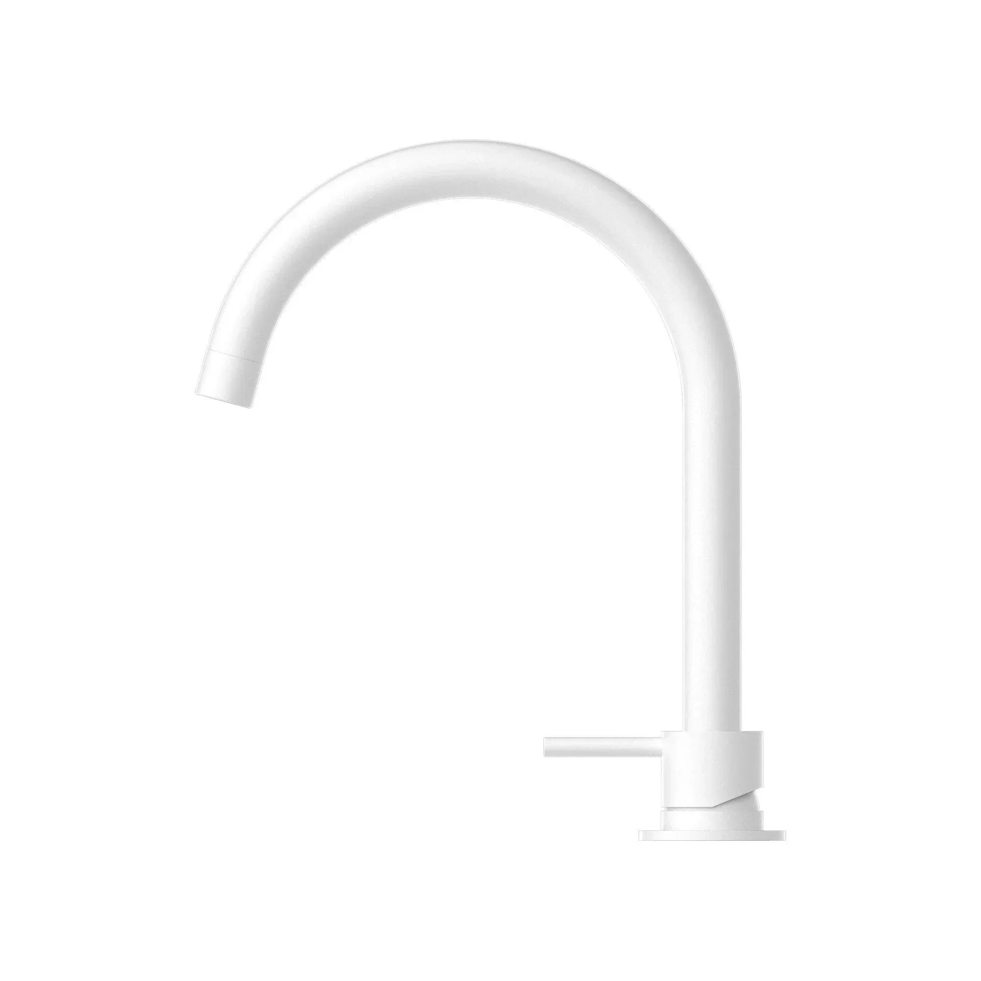 NERO MECCA HOB BASIN MIXER ROUND SWIVEL SPOUT MATTE WHITE - Ideal Bathroom CentreNR221901bMW