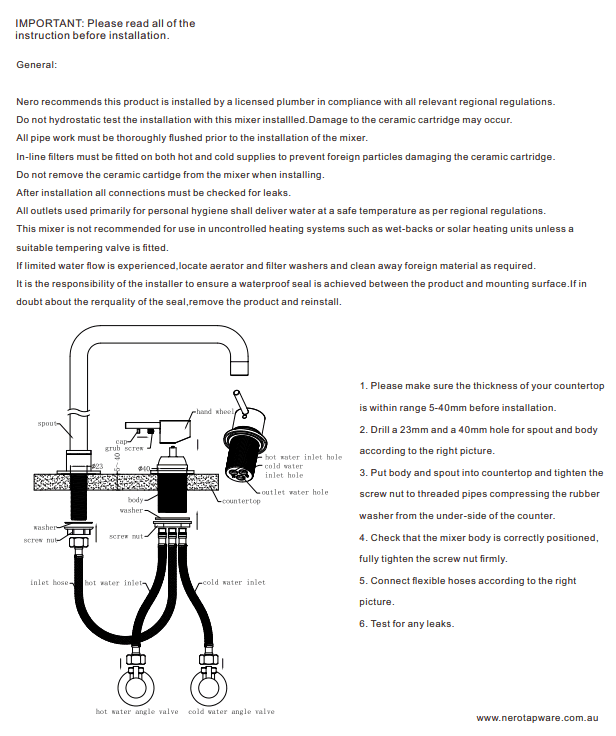 NERO MECCA HOB BASIN MIXER SQUARE SWIVEL SPOUT BRUSHED BRONZE - Ideal Bathroom CentreNR221901cBZ