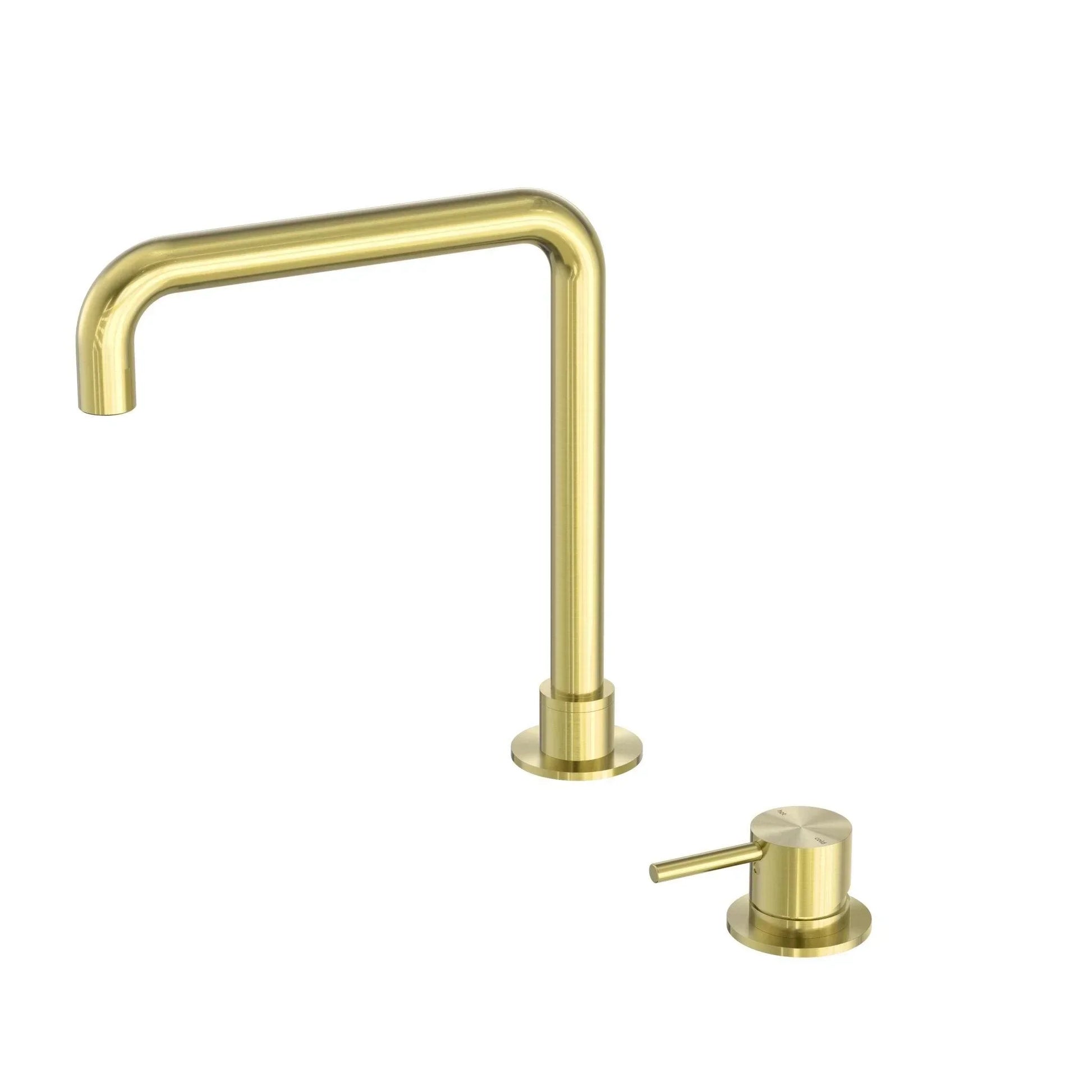 NERO MECCA HOB BASIN MIXER SQUARE SWIVEL SPOUT BRUSHED GOLD - Ideal Bathroom CentreNR221901cBG