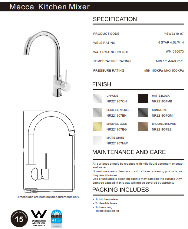 NERO MECCA KITCHEN MIXER BRUSHED BRONZE - Ideal Bathroom CentreNR221907BZ