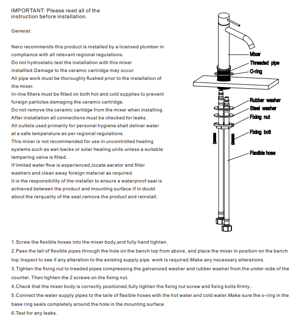 NERO MECCA MID TALL BASIN MIXER BRUSHED BRONZE - Ideal Bathroom CentreNR221901EBZ