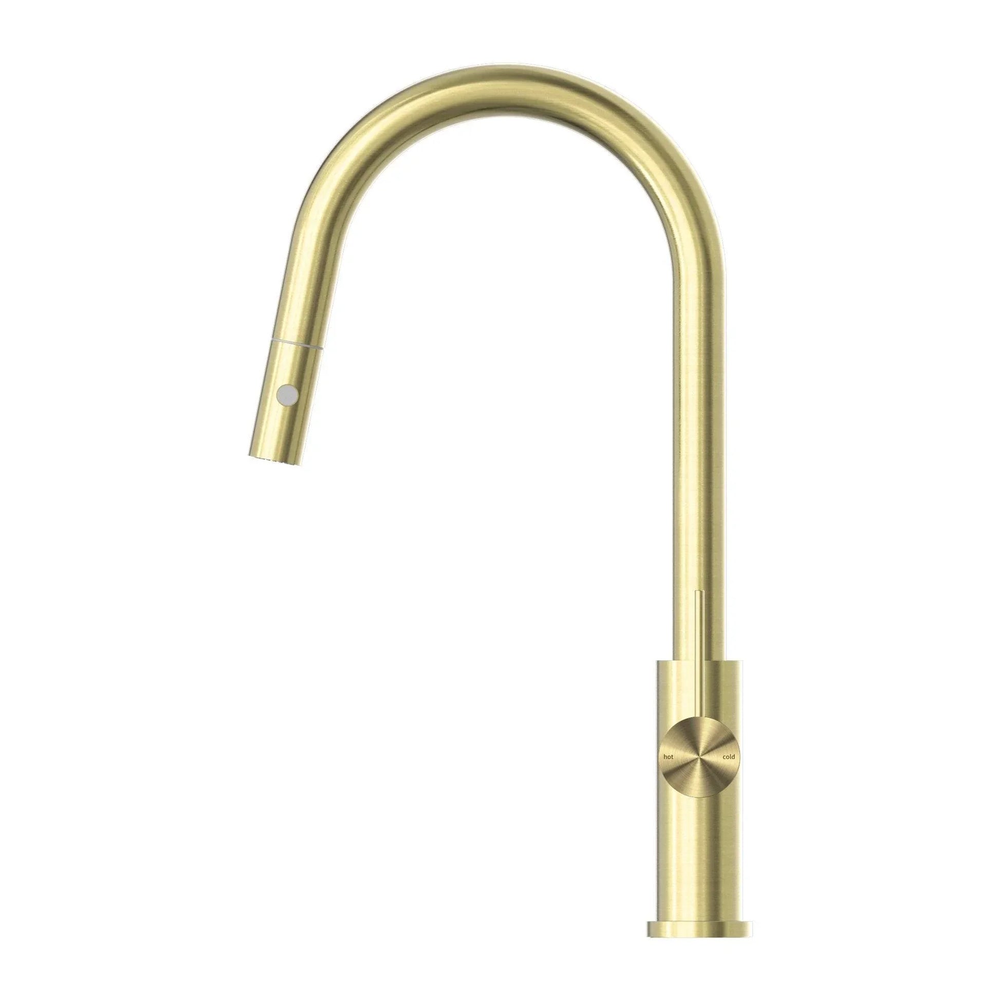 NERO MECCA PULL OUT SINK MIXER WITH VEGIE SPRAY FUNCTION BRUSHED GOLD - Ideal Bathroom CentreNR221908BG