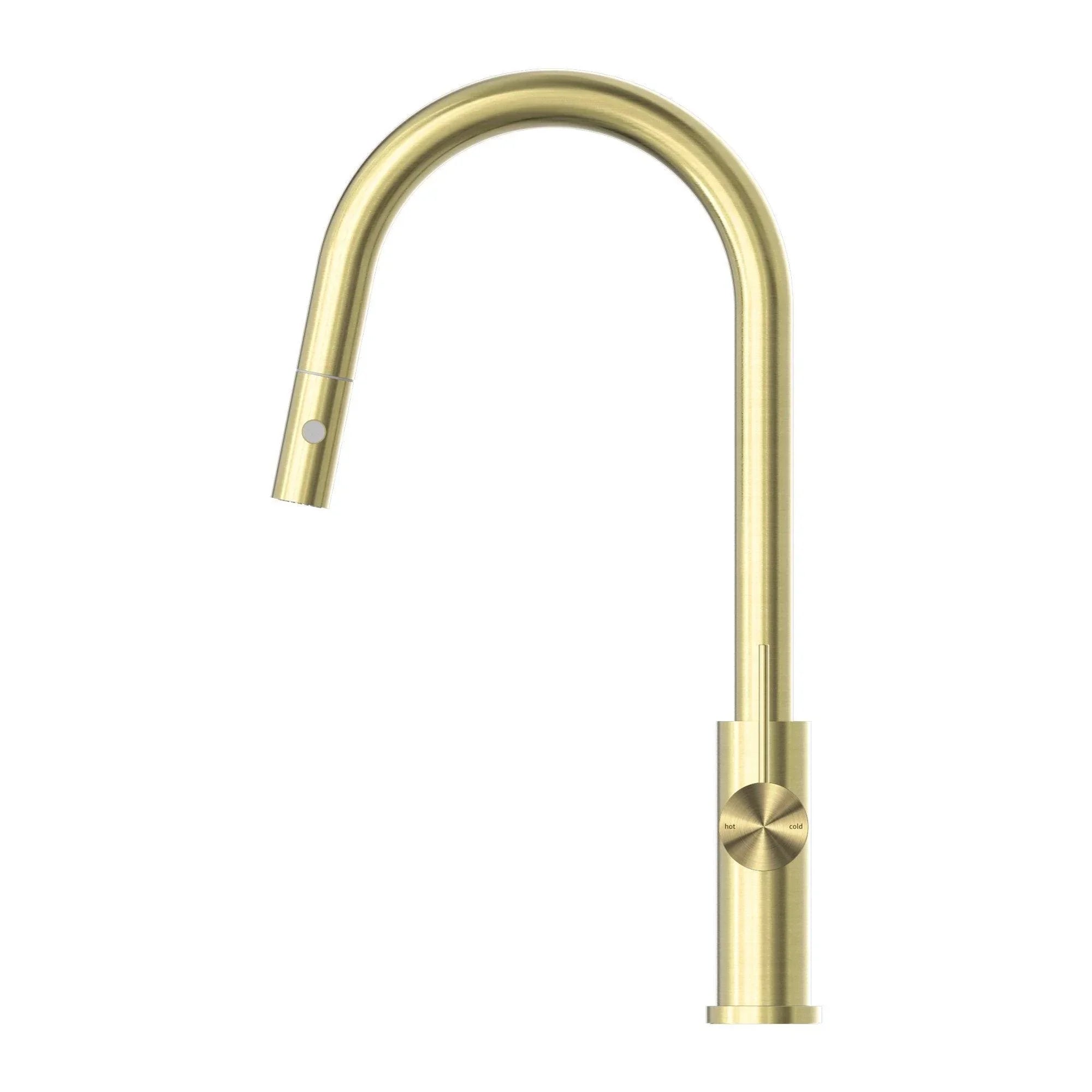 NERO MECCA PULL OUT SINK MIXER WITH VEGIE SPRAY FUNCTION BRUSHED GOLD - Ideal Bathroom CentreNR221908BG