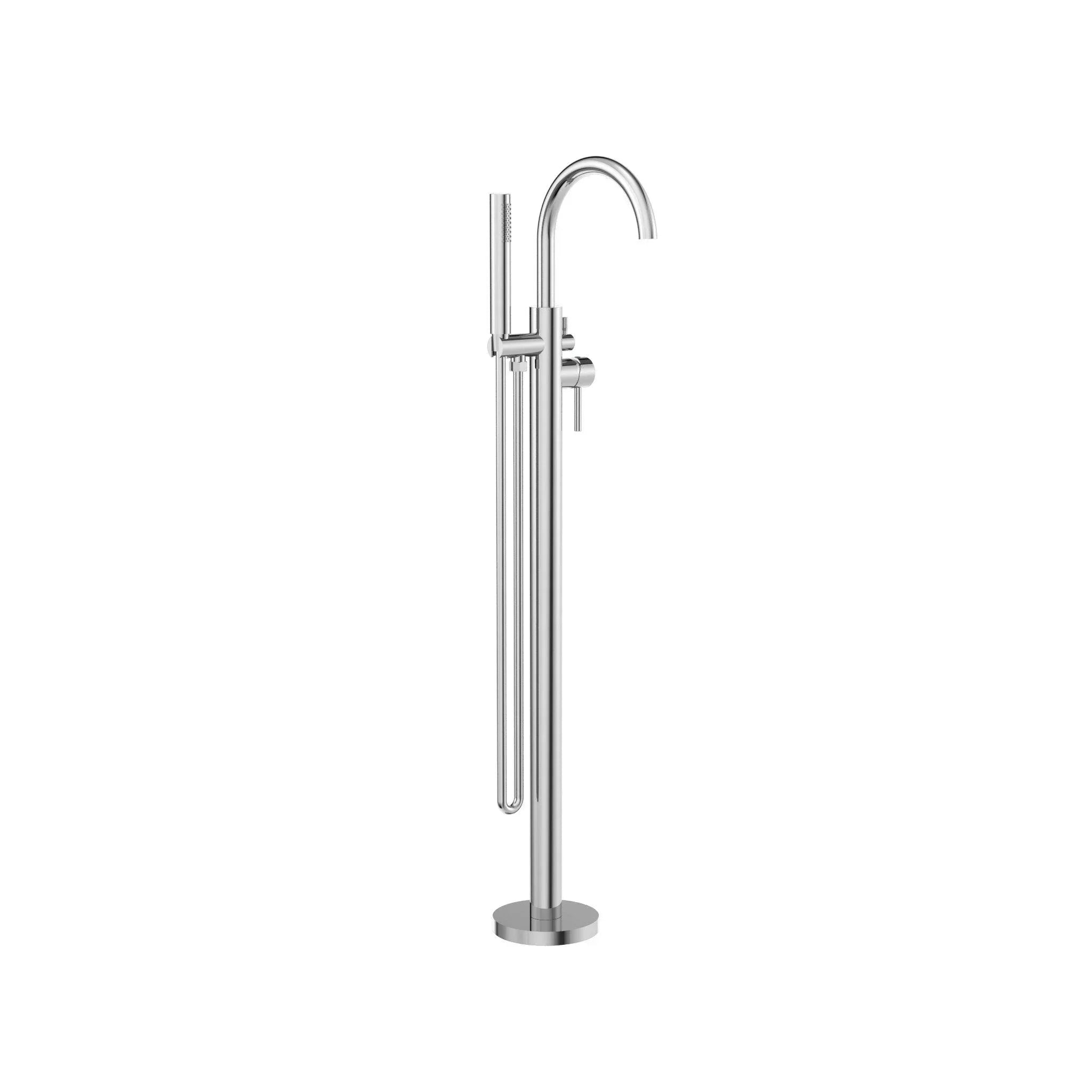 NERO MECCA ROUND FREESTANDING MIXER WITH HAND SHOWER CHROME - Ideal Bathroom CentreNR210903aCH