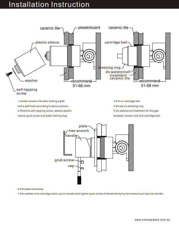 NERO MECCA SHOWER MIXER 60MM PLATE TRIM KITS ONLY MATTE WHITE - Ideal Bathroom CentreNR221911HTMW