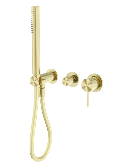 NERO MECCA SHOWER MIXER DIVERTOR SYSTEM SEPARATE BACK PLATE BRUSHED GOLD - Ideal Bathroom CentreNR221912FBG