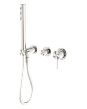 NERO MECCA SHOWER MIXER DIVERTOR SYSTEM SEPARATE BACK PLATE BRUSHED NICKEL - Ideal Bathroom CentreNR221912FBN