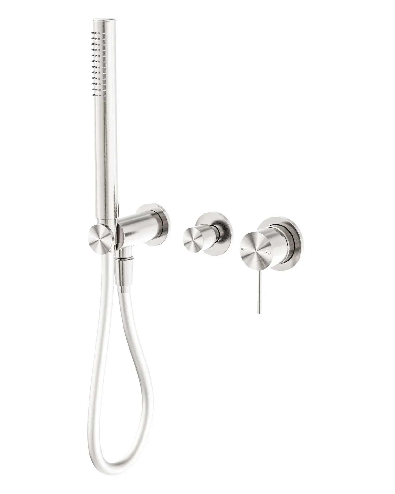 NERO MECCA SHOWER MIXER DIVERTOR SYSTEM SEPARATE BACK PLATE BRUSHED NICKEL - Ideal Bathroom CentreNR221912FBN