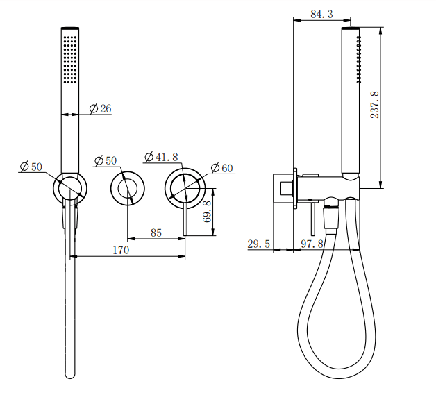 NERO MECCA SHOWER MIXER DIVERTOR SYSTEM SEPARATE BACK PLATE TRIM KITS ONLY MATTE WHITE - Ideal Bathroom CentreNR221912FTMW