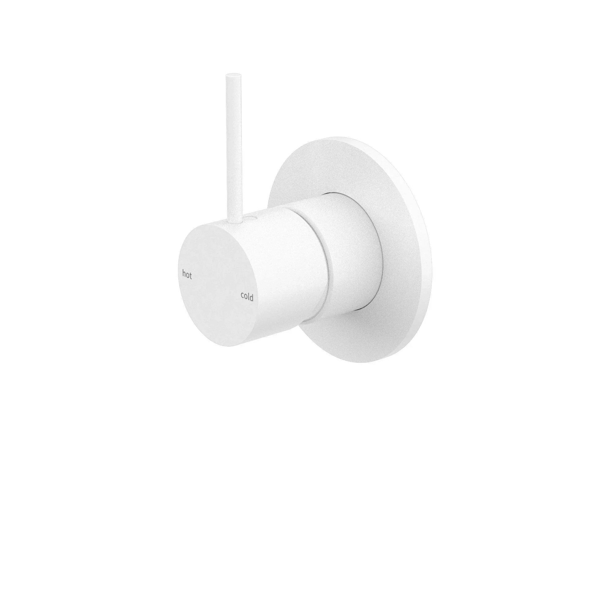 NERO MECCA SHOWER MIXER HANDLE UP 80MM PLATE MATTE WHITE - Ideal Bathroom CentreNR221911BMW
