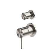 NERO MECCA SHOWER MIXER WITH DIVERTOR SEPARATE BACK PLATE BRUSHED NICKEL - Ideal Bathroom CentreNR221911sBN